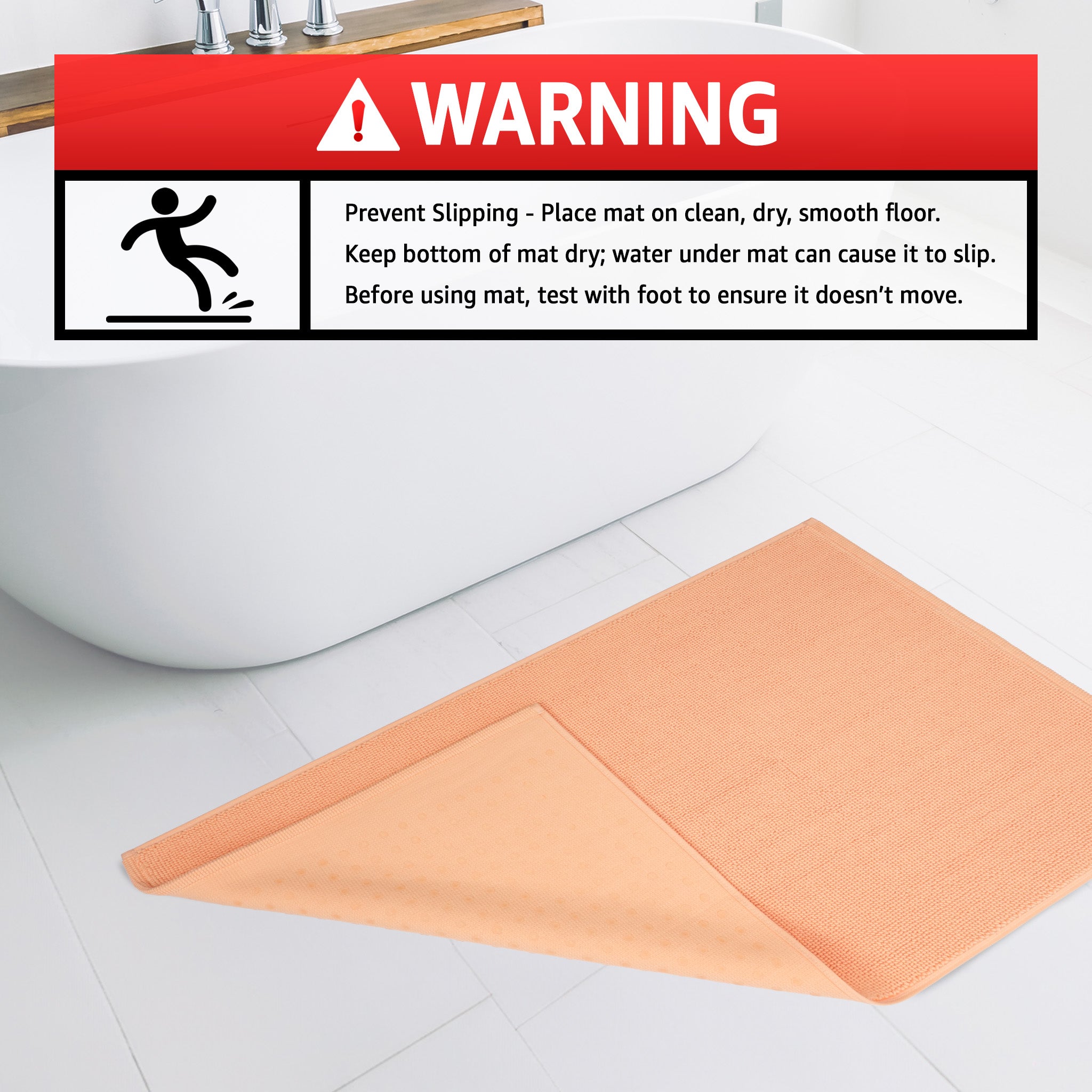 American-softlinen 100% Cotton Bath Mat Rugs, 17x24 inches Slip Resistant Bottom Base Bath Mats for Bathroom