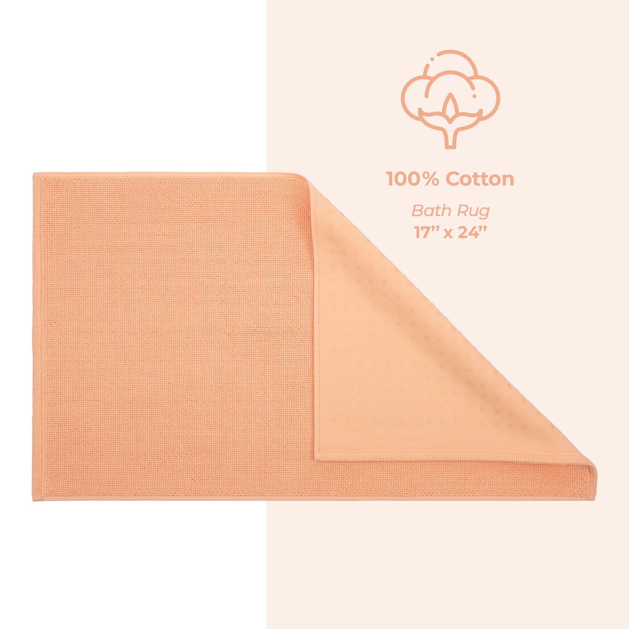 American-softlinen 100% Cotton Bath Mat Rugs, 17x24 inches Slip Resistant Bottom Base Bath Mats for Bathroom