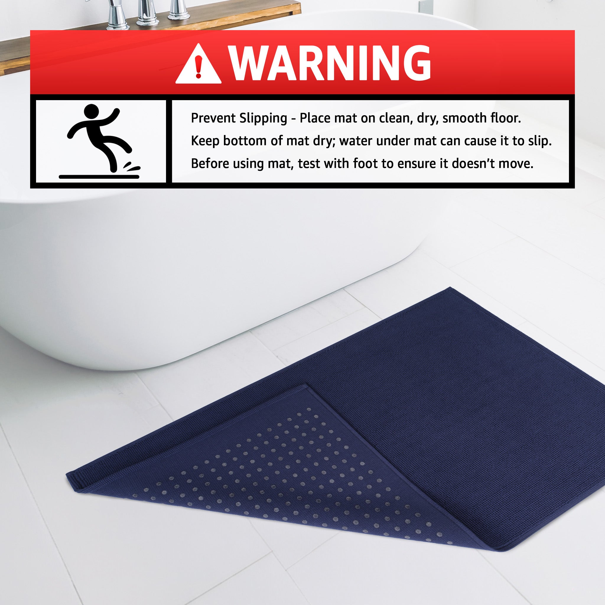 American-softlinen 100% Cotton Bath Mat Rugs, 17x24 inches Slip Resistant Bottom Base Bath Mats for Bathroom