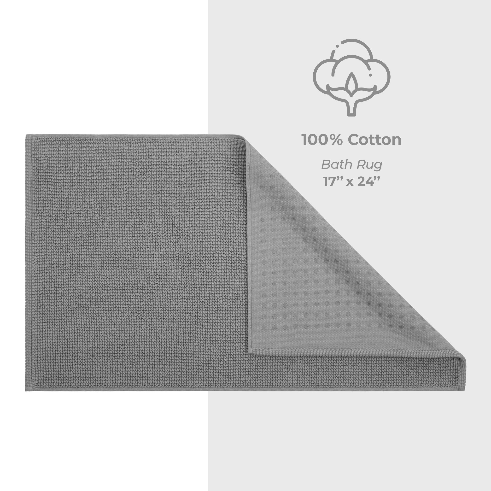 American-softlinen 100% Cotton Bath Mat Rugs, 17x24 inches Slip Resistant Bottom Base Bath Mats for Bathroom