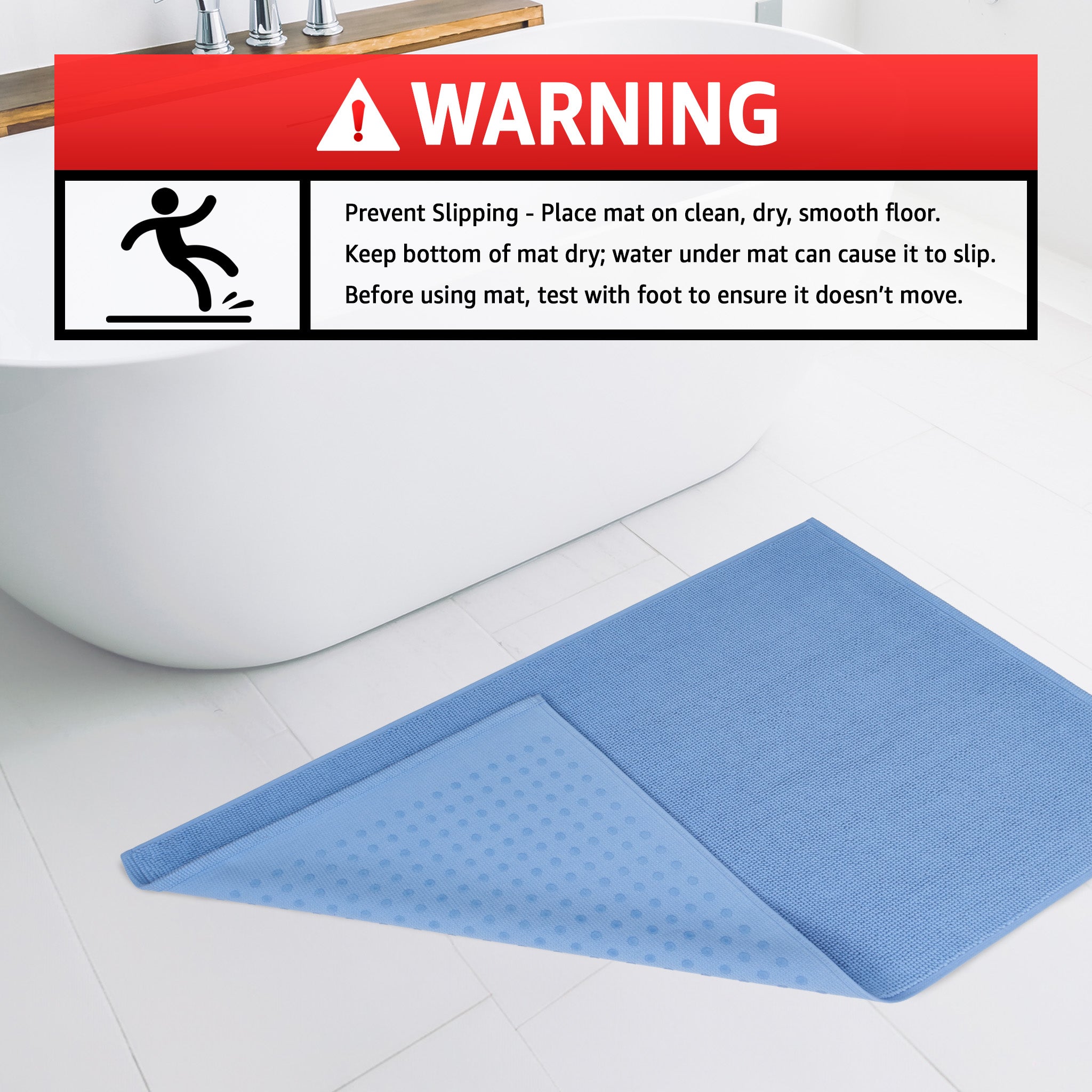 American-softlinen 100% Cotton Bath Mat Rugs, 17x24 inches Slip Resistant Bottom Base Bath Mats for Bathroom