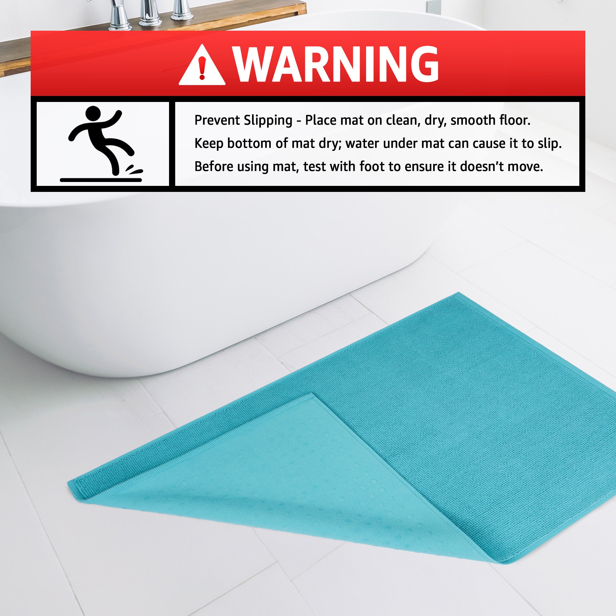 American-softlinen 100% Cotton Bath Mat Rugs, 17x24 inches Slip Resistant Bottom Base Bath Mats for Bathroom