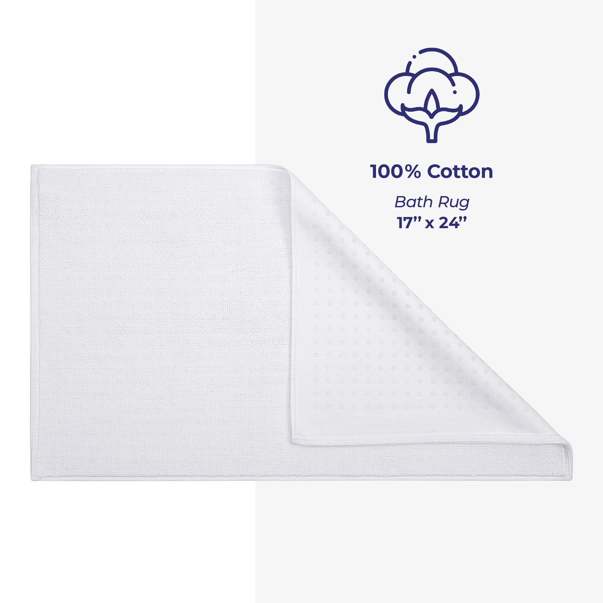American-softlinen 100% Cotton Bath Mat Rugs, 17x24 inches Slip Resistant Bottom Base Bath Mats for Bathroom