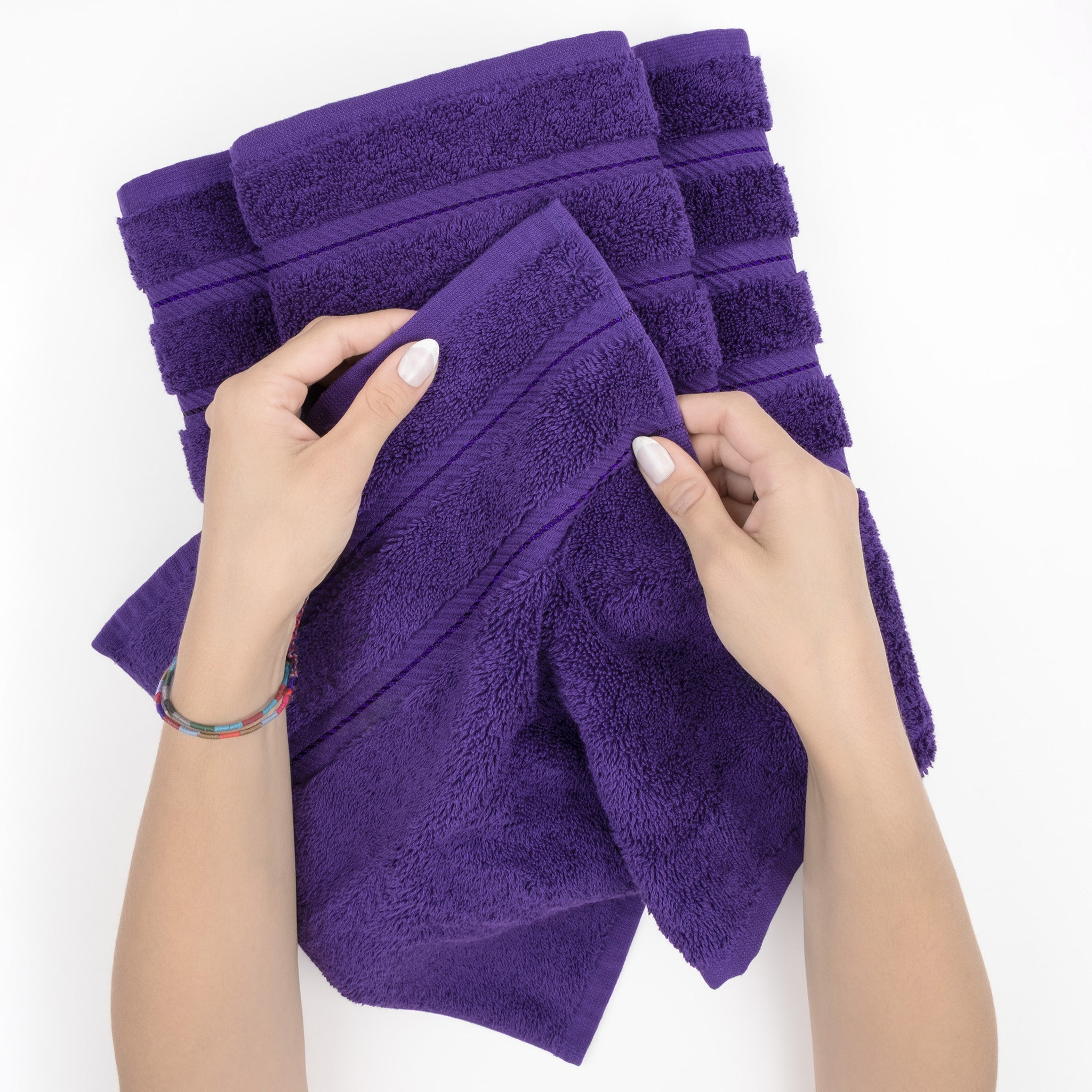 American-softlinen 3 Piece Best Bath Towels Set 100% Cotton Turkish Towels with 20 Different Colors Purple-5