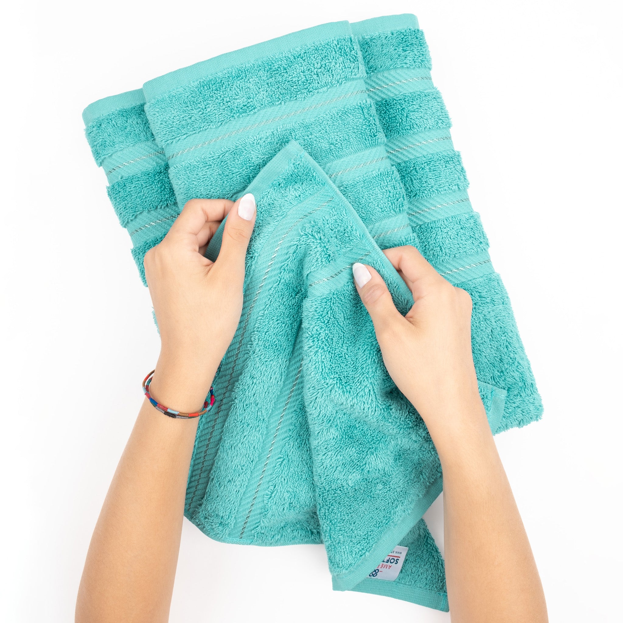 American-softlinen 3 Piece Best Bath Towels Set 100% Cotton Turkish Towels with 20 Different Colors Turquoise-Blue-5