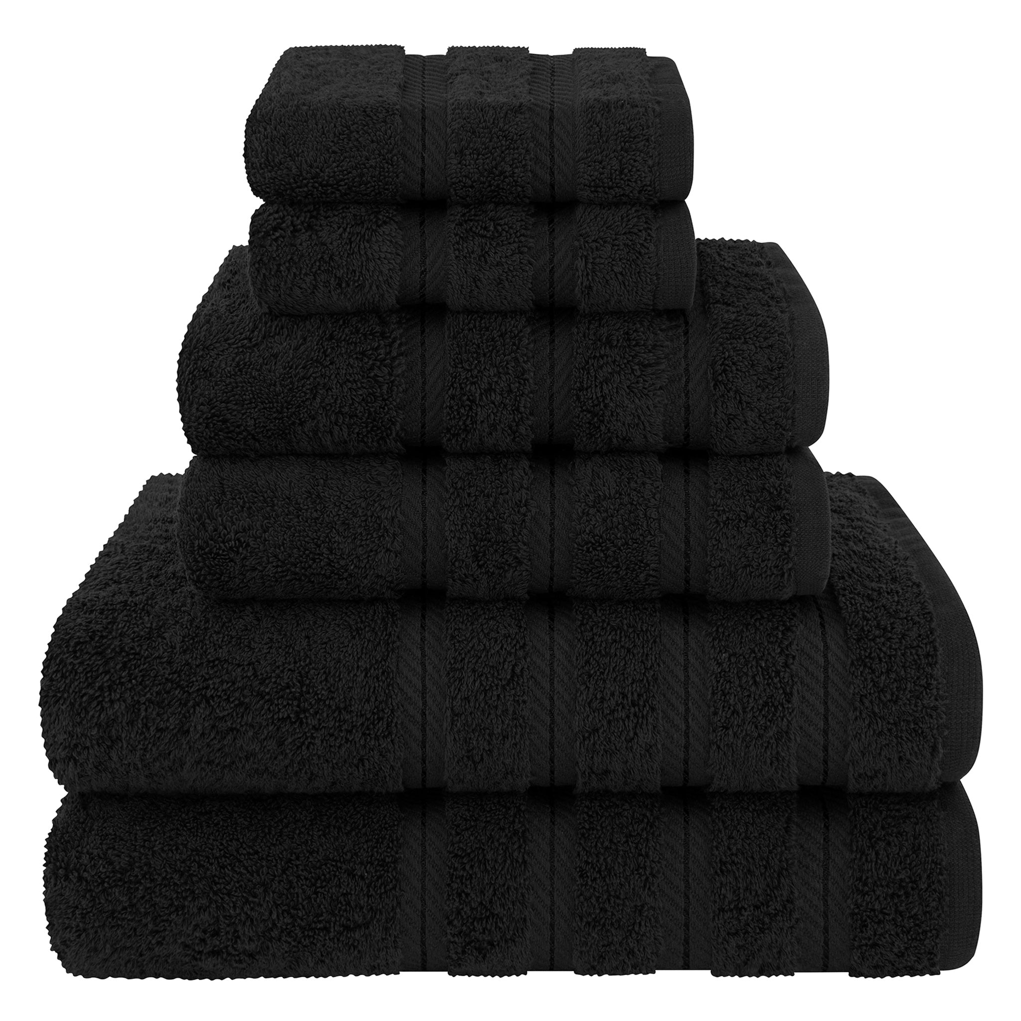 American-softlinen 6 Piece Best Bath Towels Set 100% Cotton Turkish Towels with 20 Different Colors Black-1