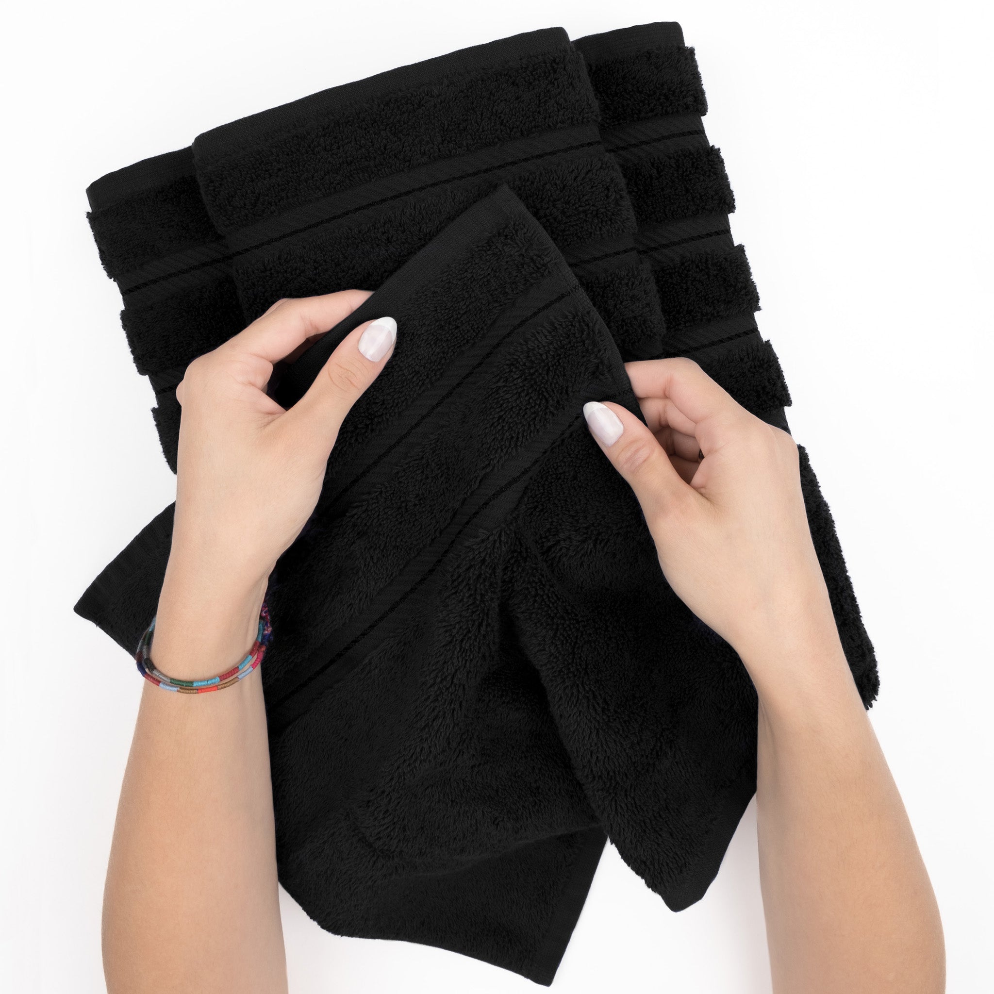American-softlinen 6 Piece Best Bath Towels Set 100% Cotton Turkish Towels with 20 Different Colors Black-5