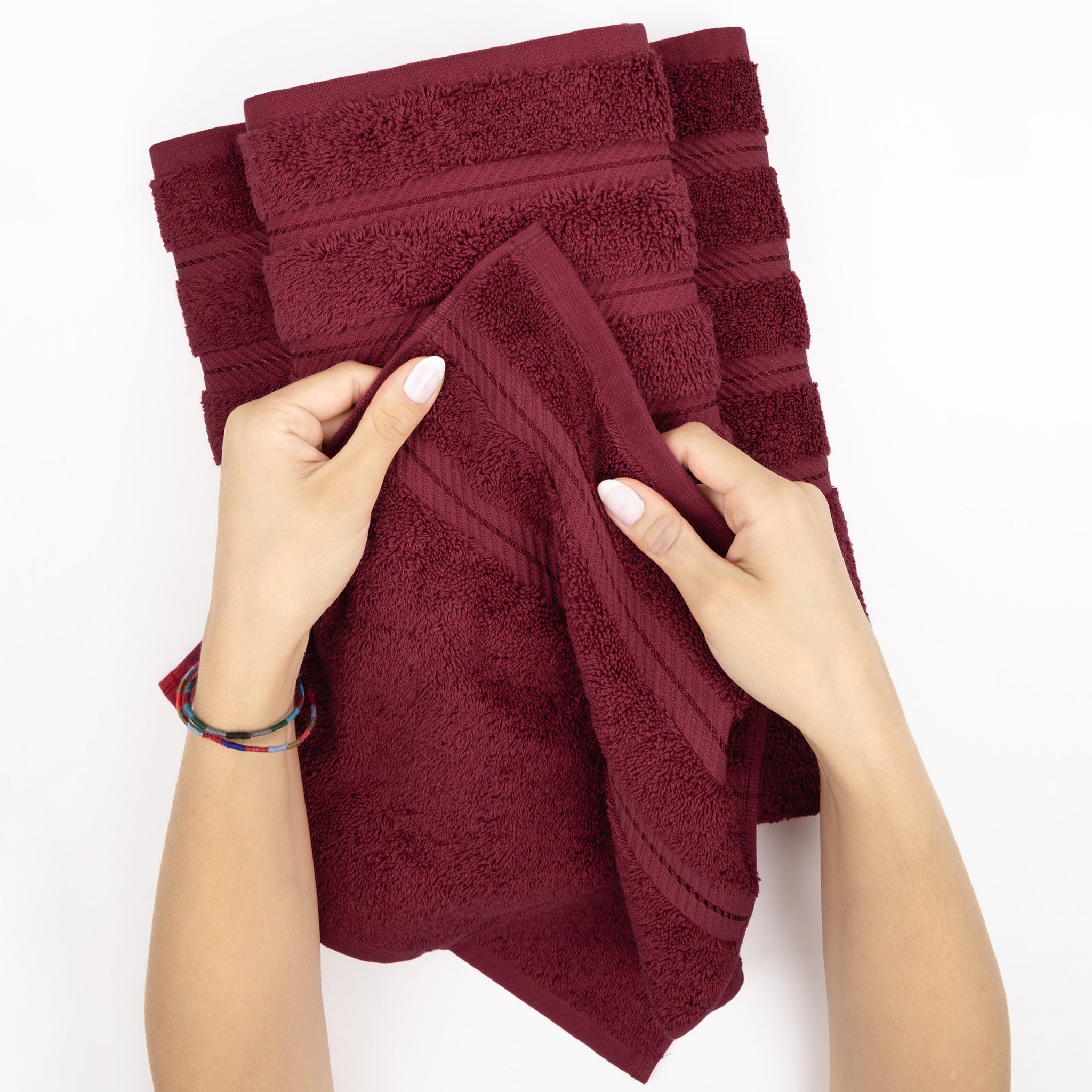American-softlinen 6 Piece Best Bath Towels Set 100% Cotton Turkish Towels with 20 Different Colors Bordeaux-Red-5
