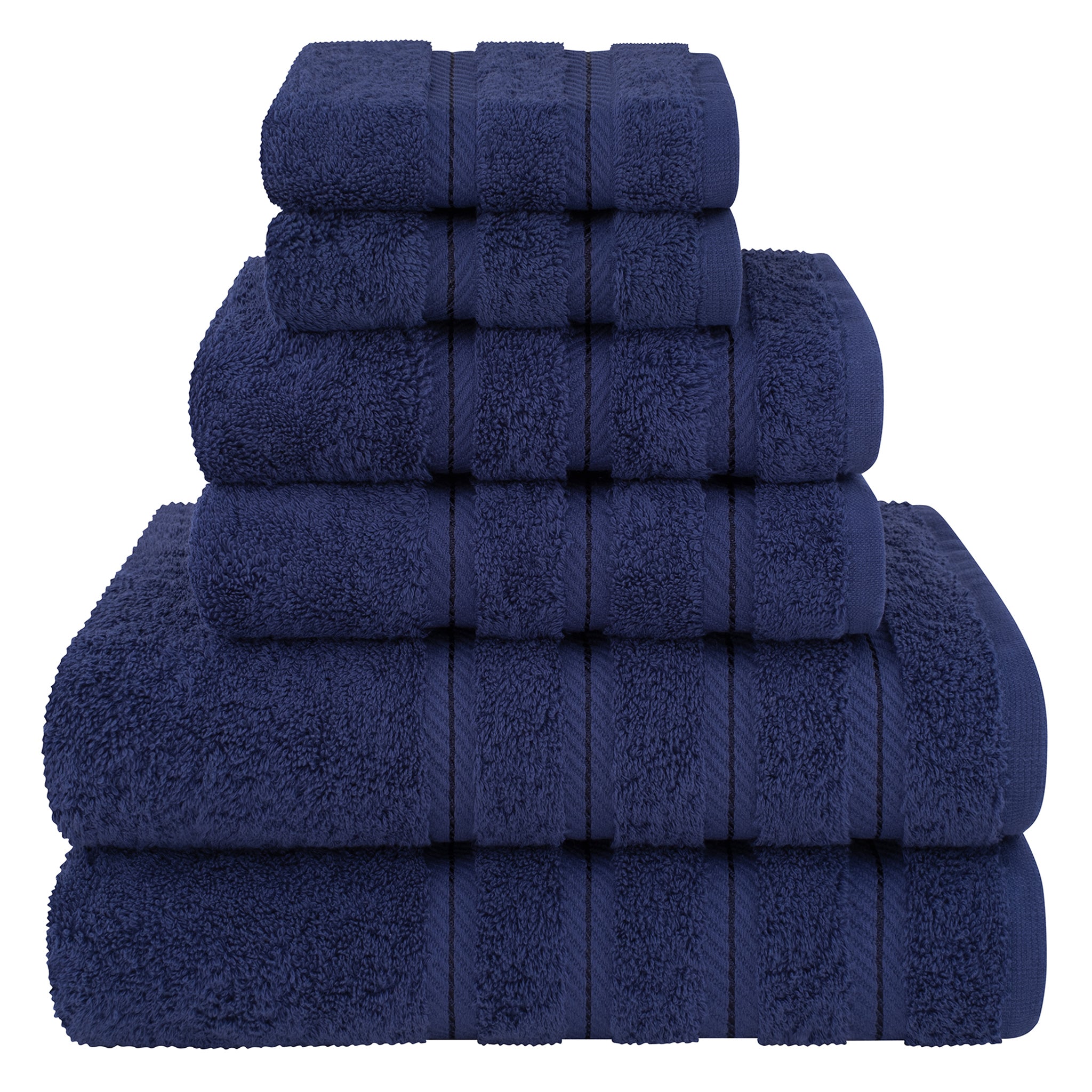 American-softlinen 6 Piece Best Bath Towels Set 100% Cotton Turkish Towels with 20 Different Colors Navy-Blue-1
