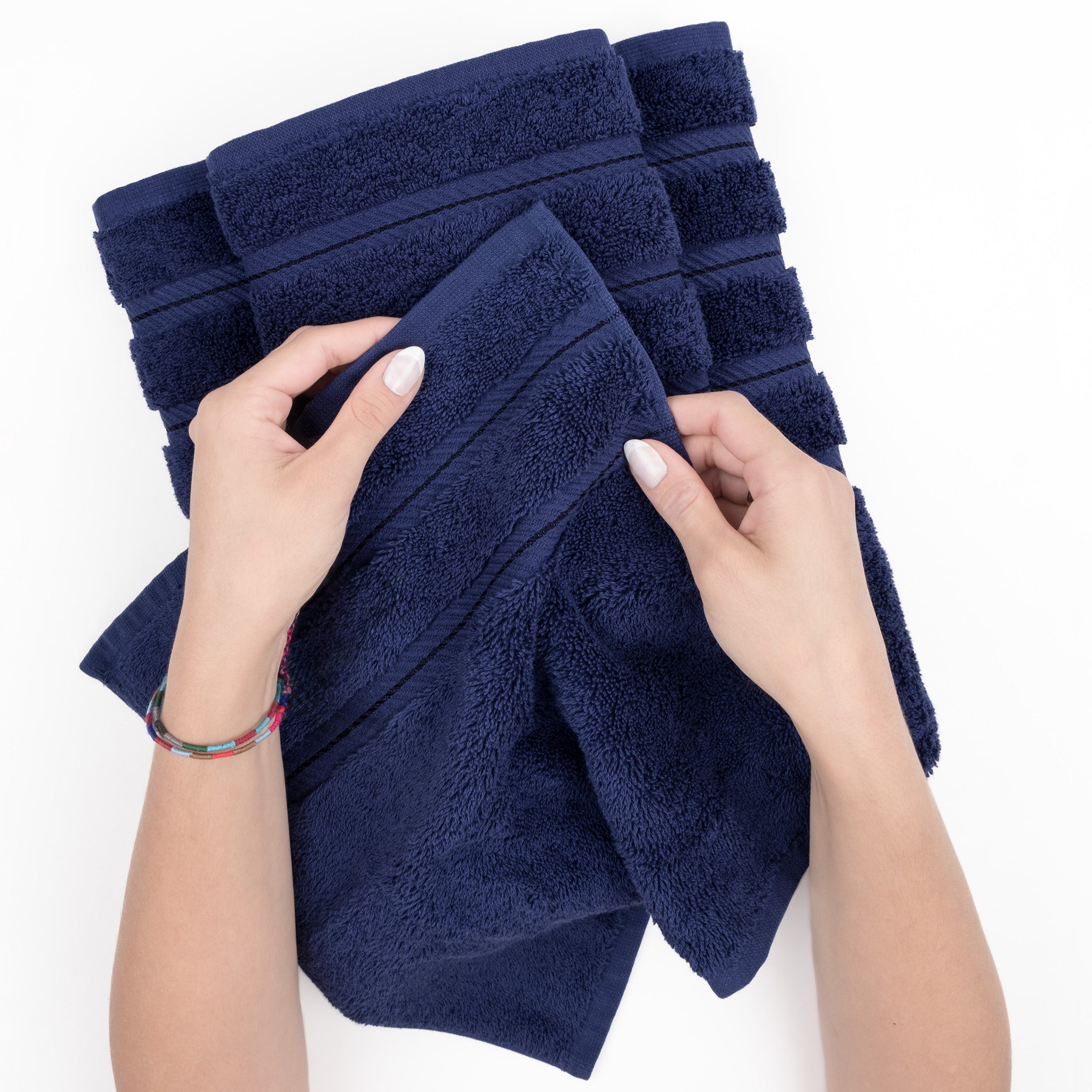American-softlinen 6 Piece Best Bath Towels Set 100% Cotton Turkish Towels with 20 Different Colors Navy-Blue-5