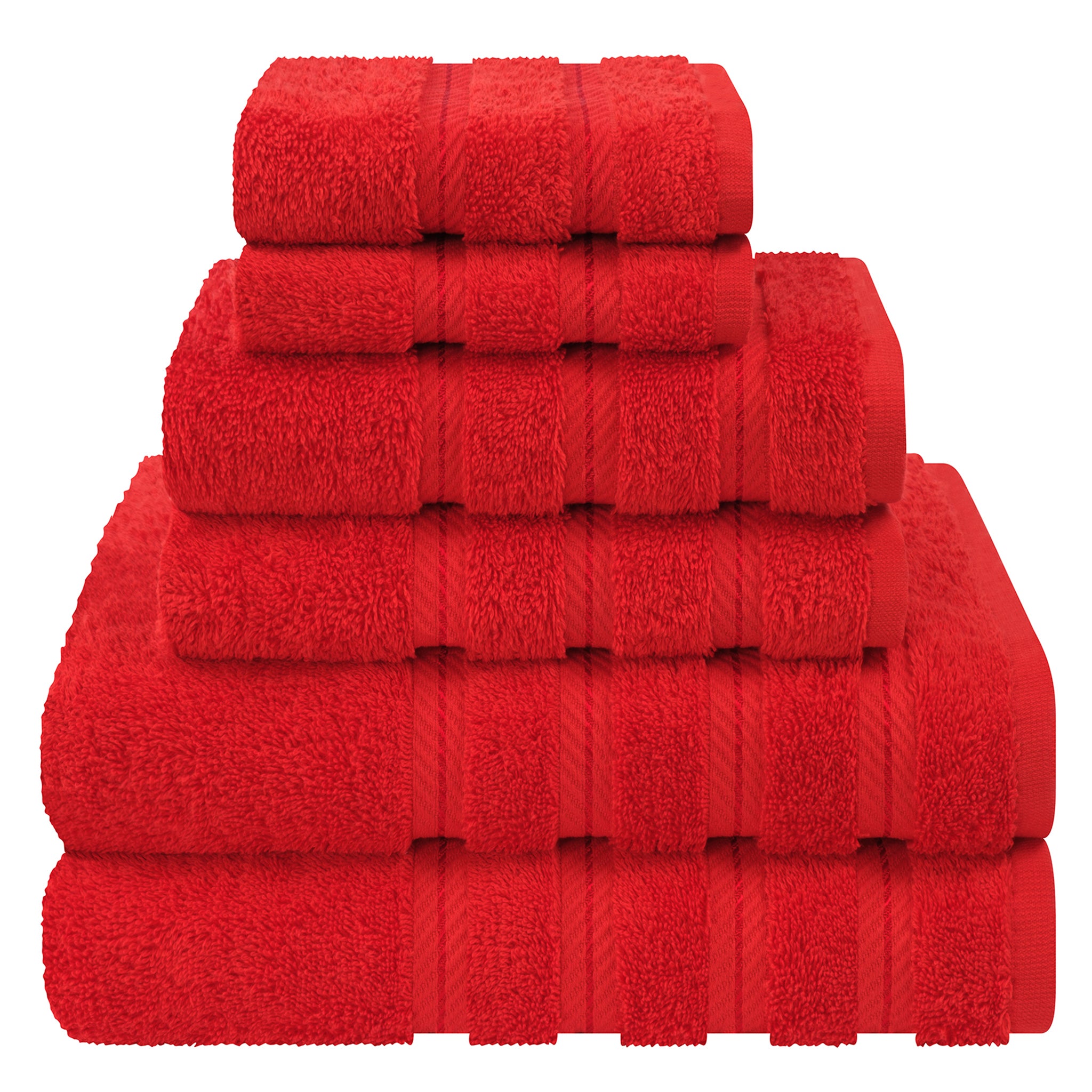 American-softlinen 6 Piece Best Bath Towels Set 100% Cotton Turkish Towels with 20 Different Colors Red-1