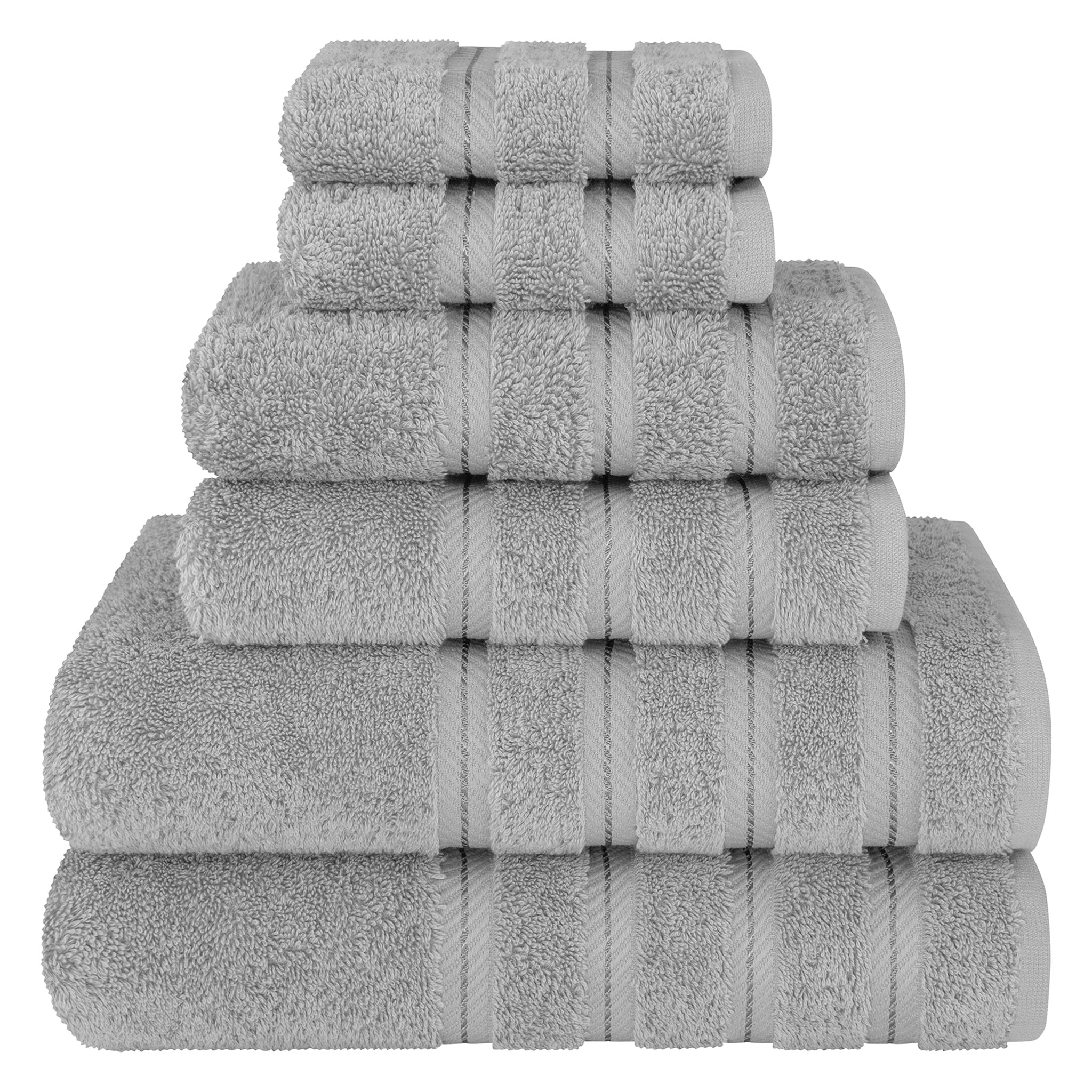 American-softlinen 6 Piece Best Bath Towels Set 100% Cotton Turkish Towels with 20 Different Colors Rockridge-Gray-1