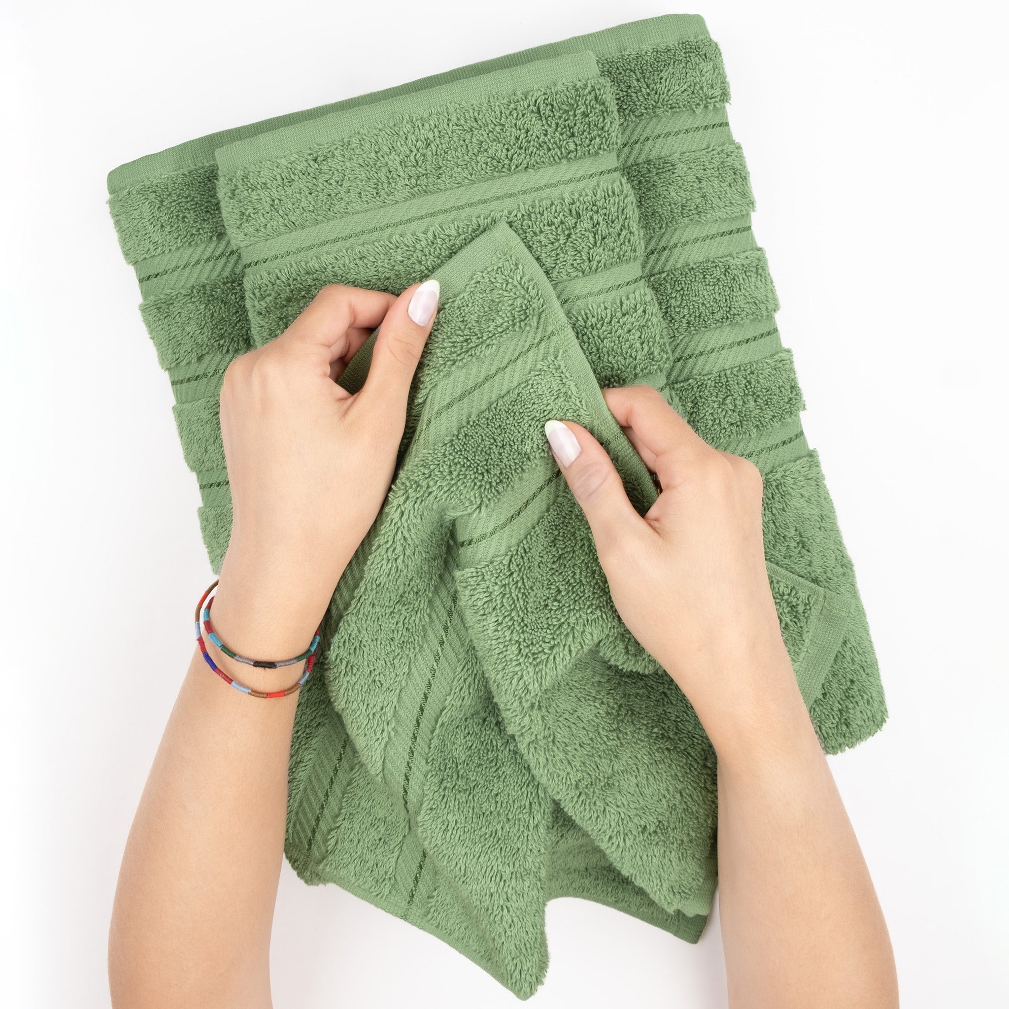 American-softlinen 6 Piece Best Bath Towels Set 100% Cotton Turkish Towels with 20 Different Colors Sage-Green-5