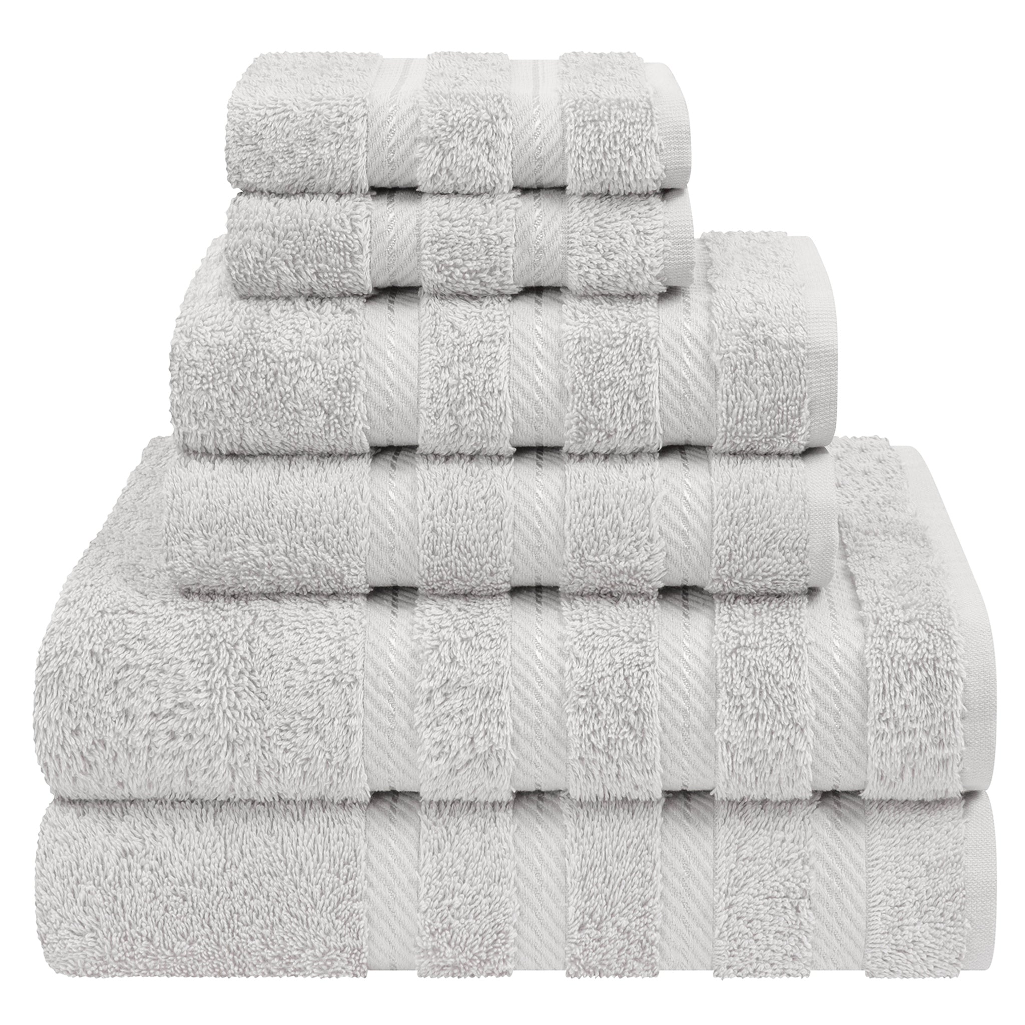 American-softlinen 6 Piece Best Bath Towels Set 100% Cotton Turkish Towels with 20 Different Colors Silver-Gray-1