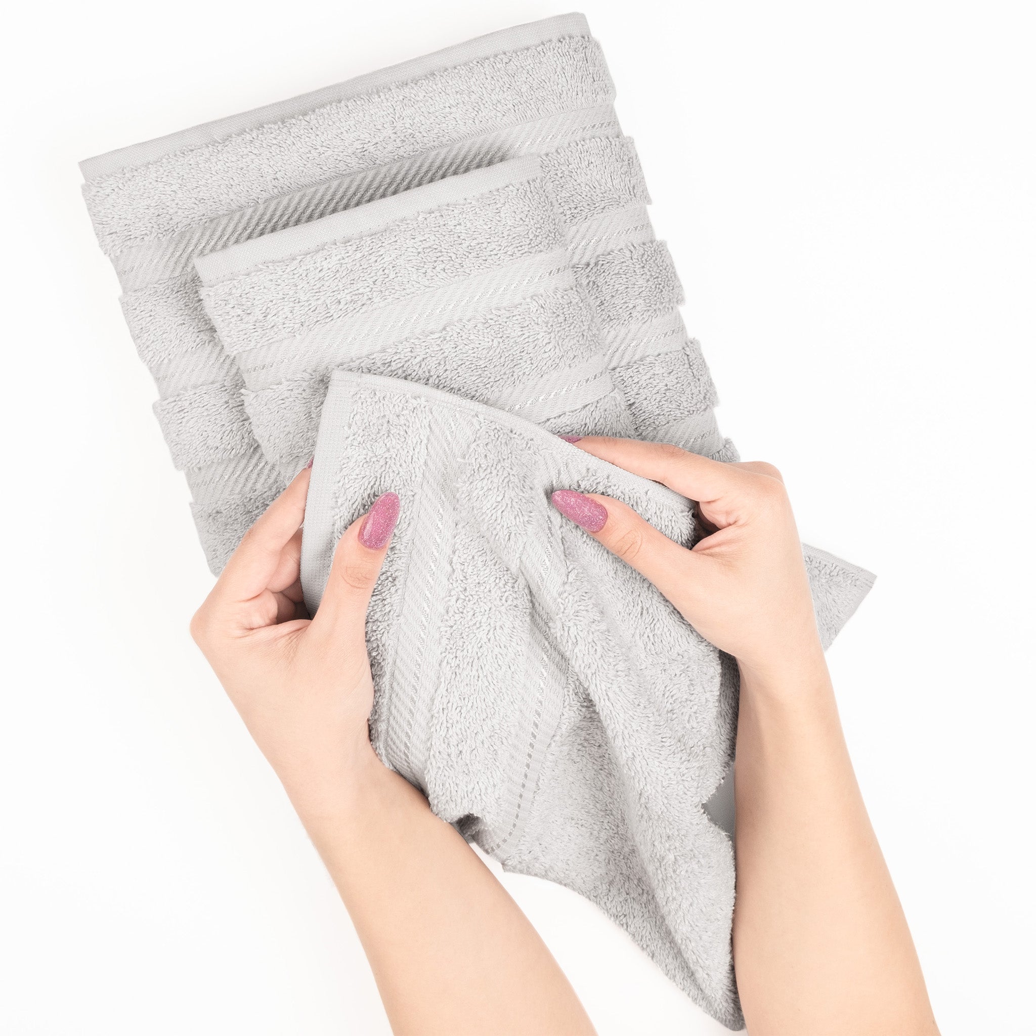 American-softlinen 6 Piece Best Bath Towels Set 100% Cotton Turkish Towels with 20 Different Colors Silver-Gray-5