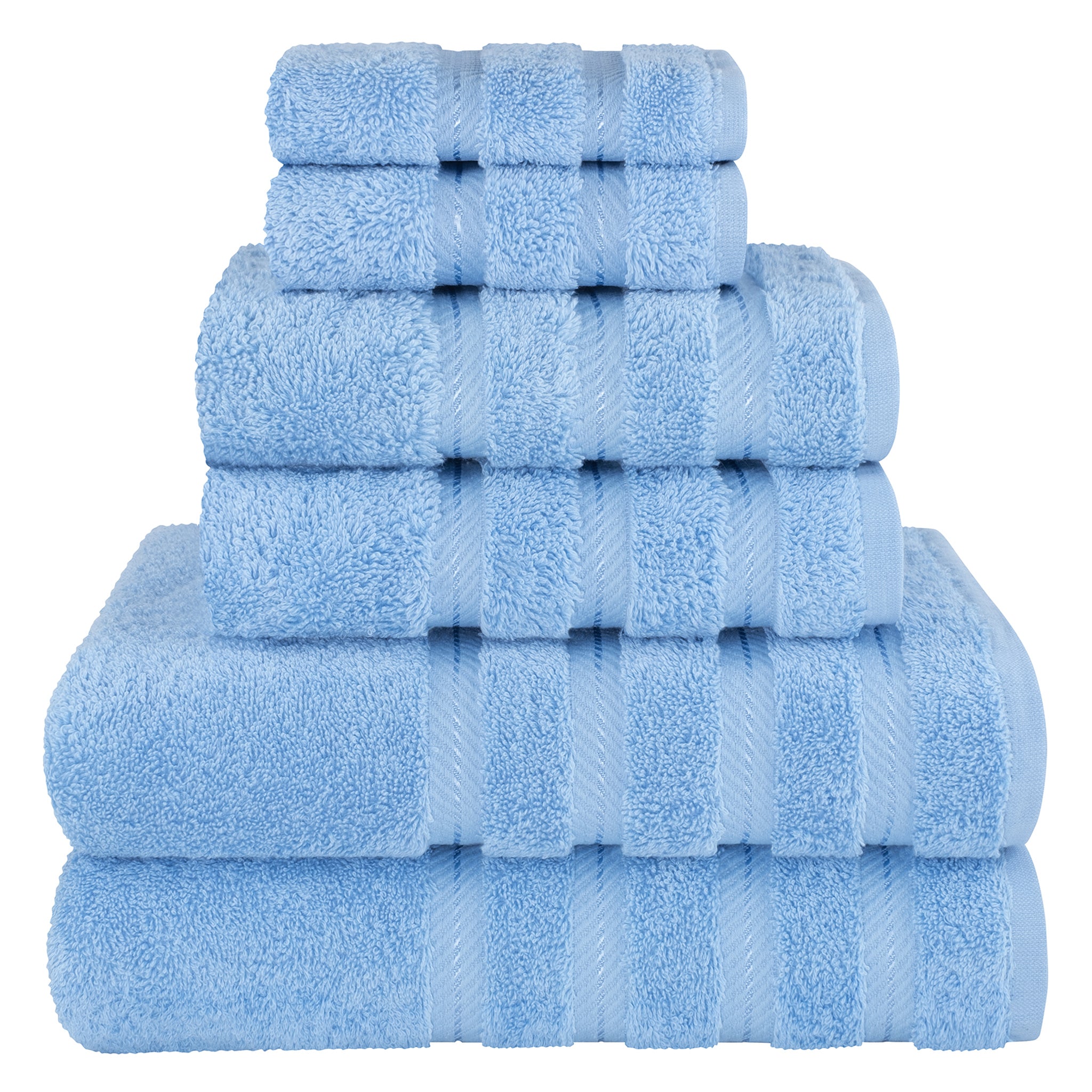 American-softlinen 6 Piece Best Bath Towels Set 100% Cotton Turkish Towels with 20 Different Colors Sky-Blue-1
