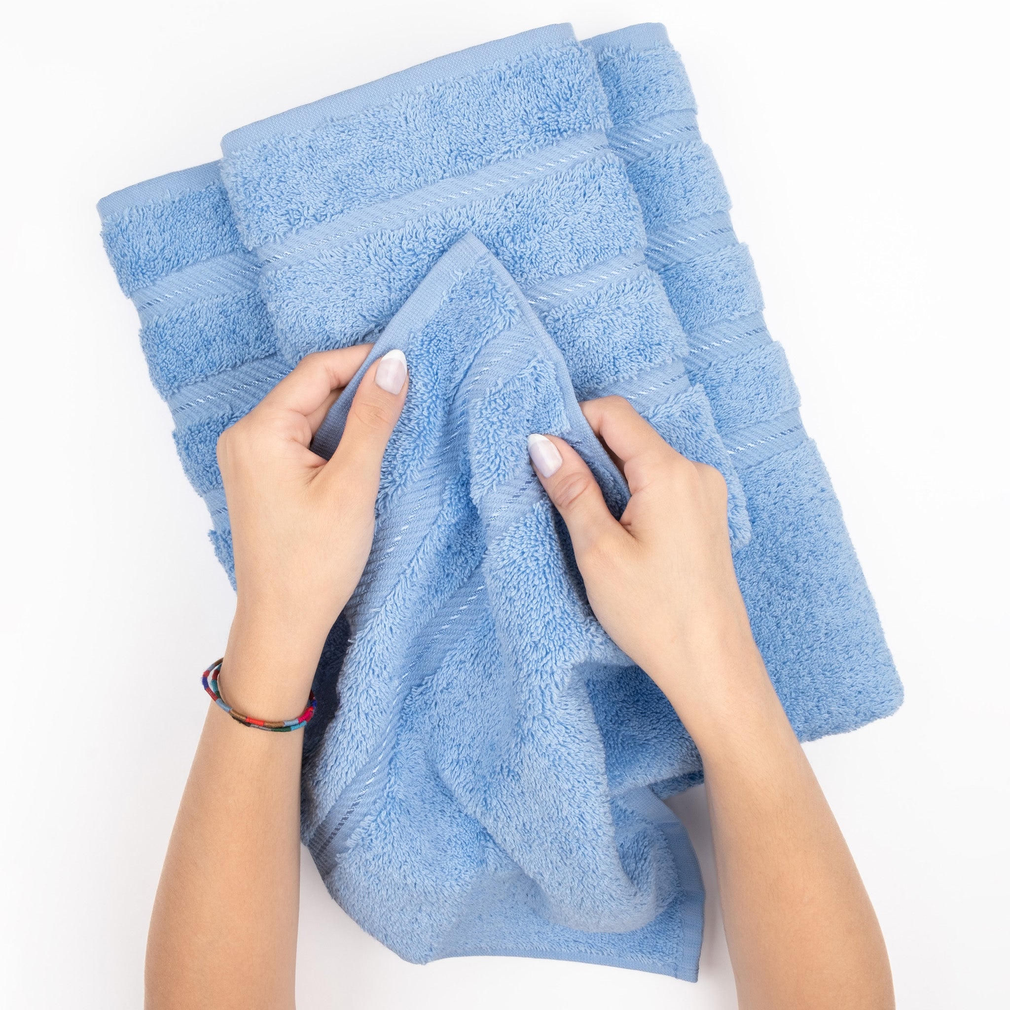 American-softlinen 6 Piece Best Bath Towels Set 100% Cotton Turkish Towels with 20 Different Colors Sky-Blue-5
