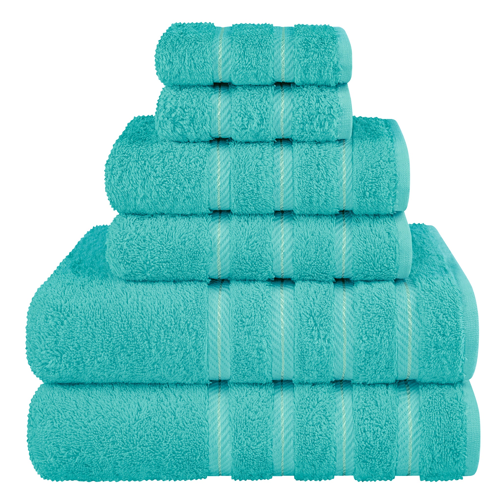 American-softlinen 6 Piece Best Bath Towels Set 100% Cotton Turkish Towels with 20 Different Colors Turquoise-Blue-1