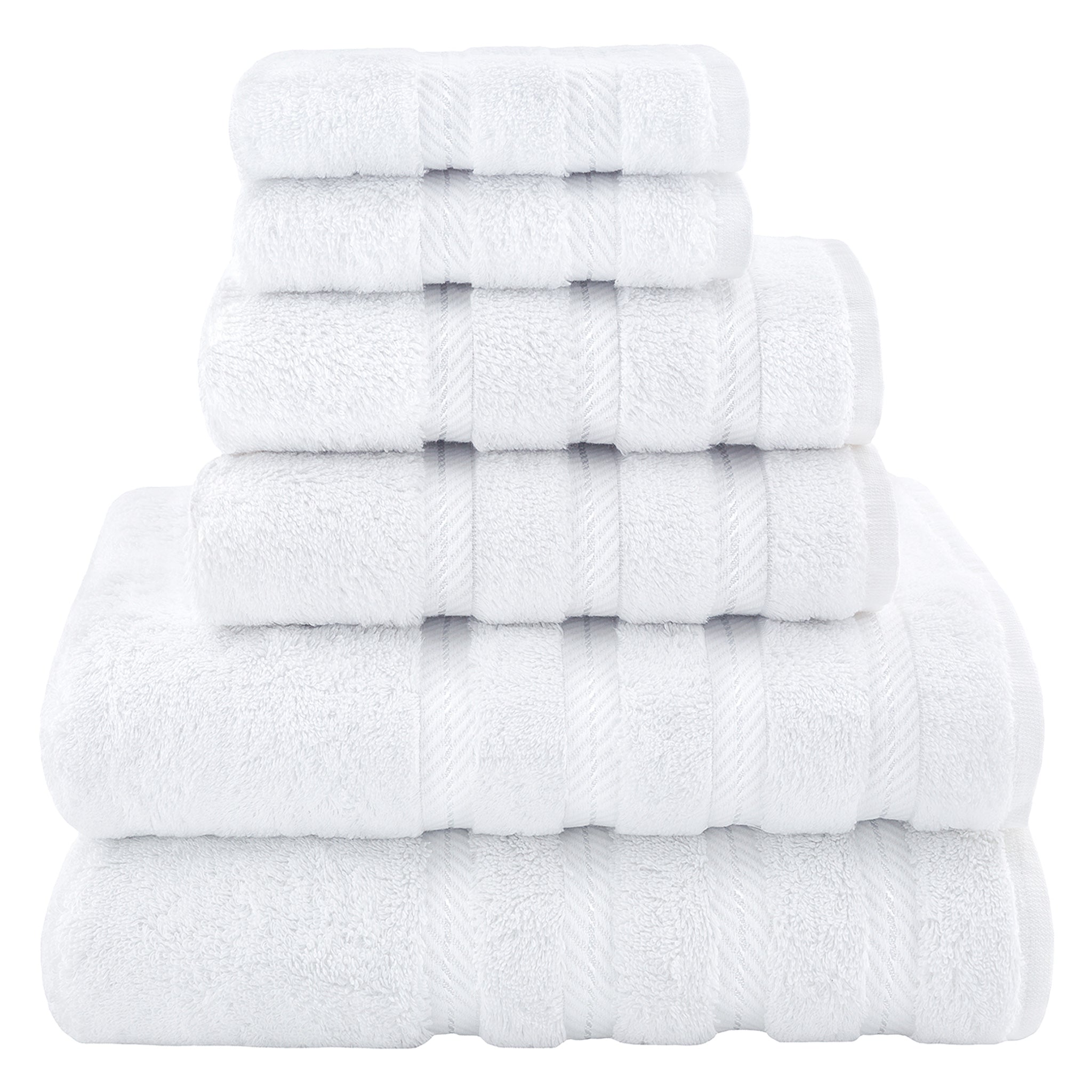 American-softlinen 6 Piece Best Bath Towels Set 100% Cotton Turkish Towels with 20 Different Colors White-1