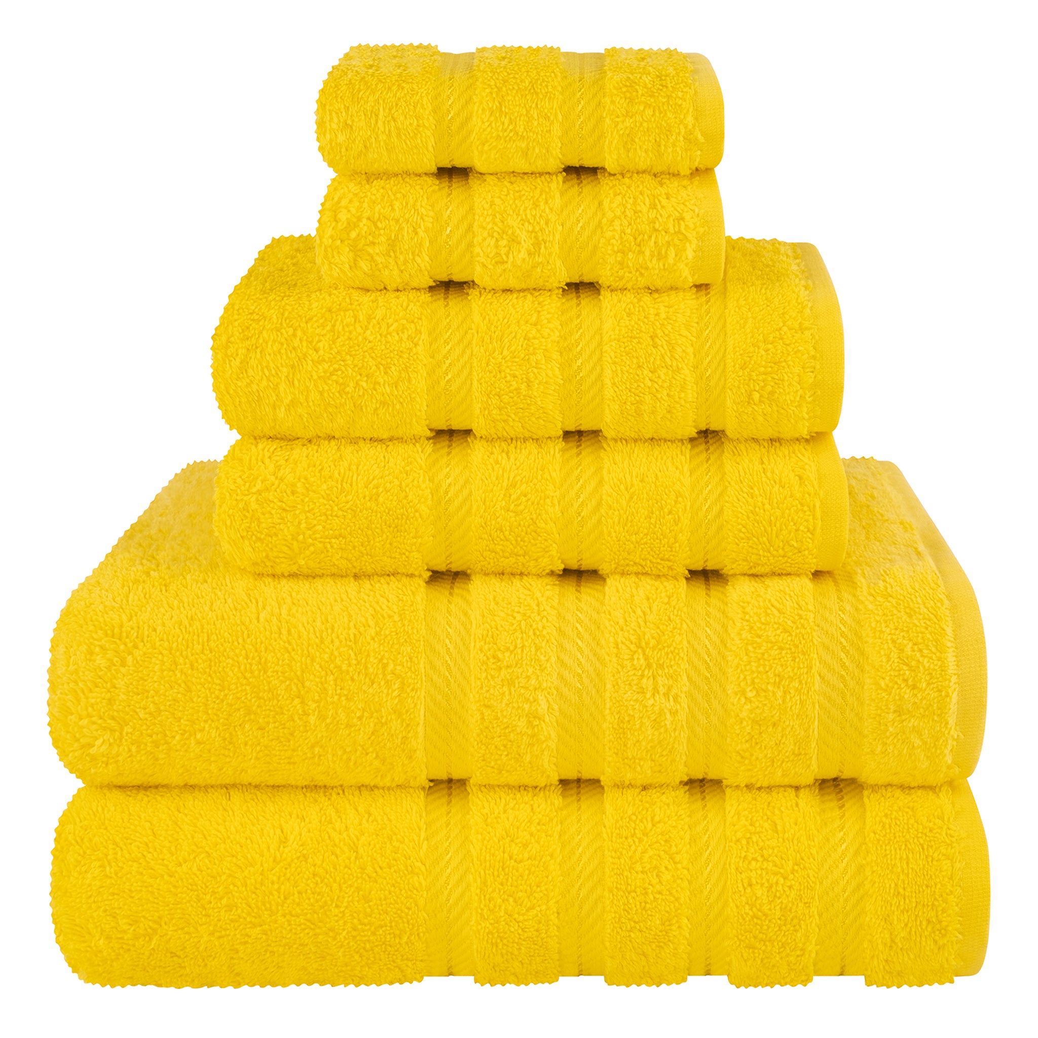 American-softlinen 6 Piece Best Bath Towels Set 100% Cotton Turkish Towels with 20 Different Colors Yellow-1