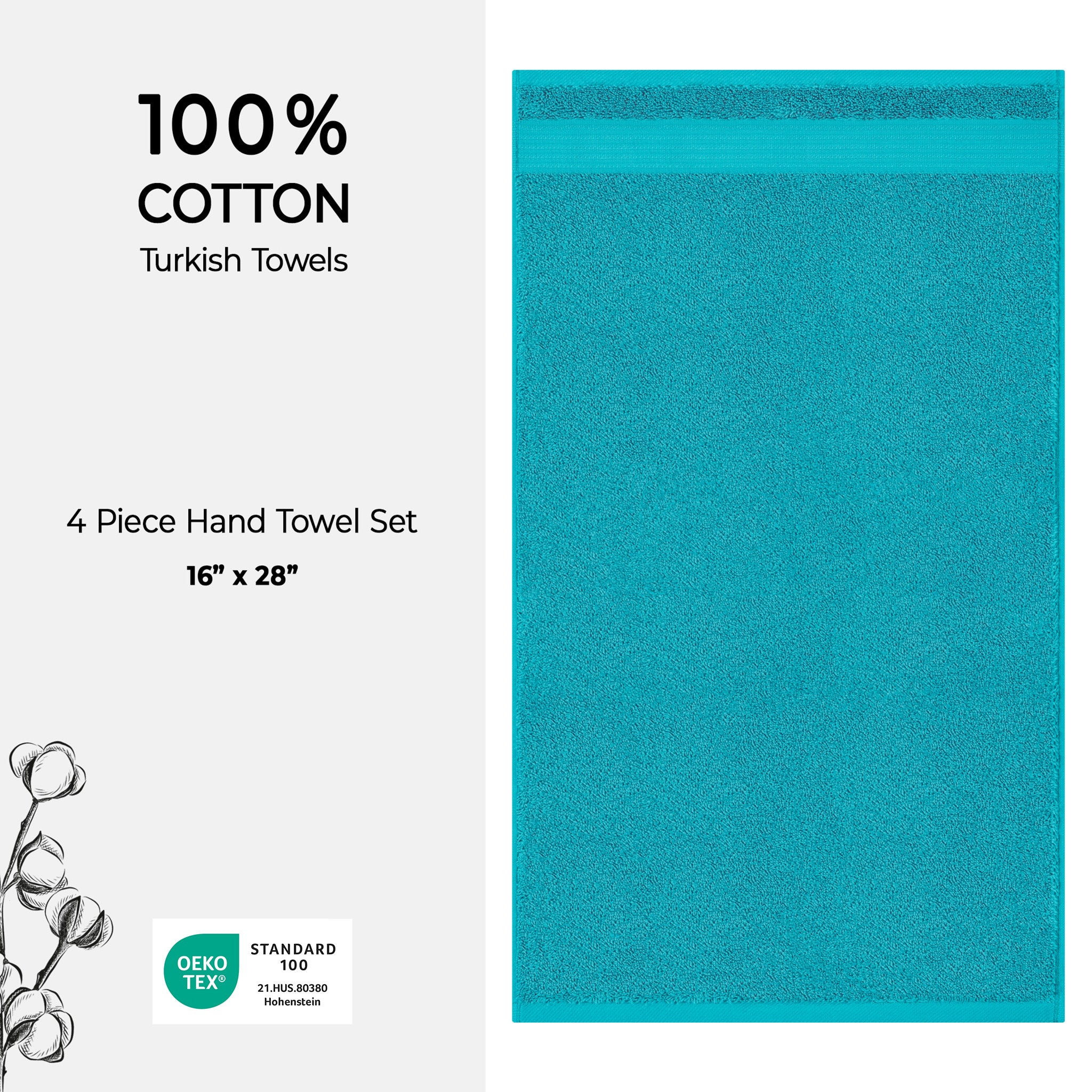 American-softlinen Bekos 100% Cotton Turkish 4-Piece Hand Towel Sets, Wholesale Luxury Hand Towels