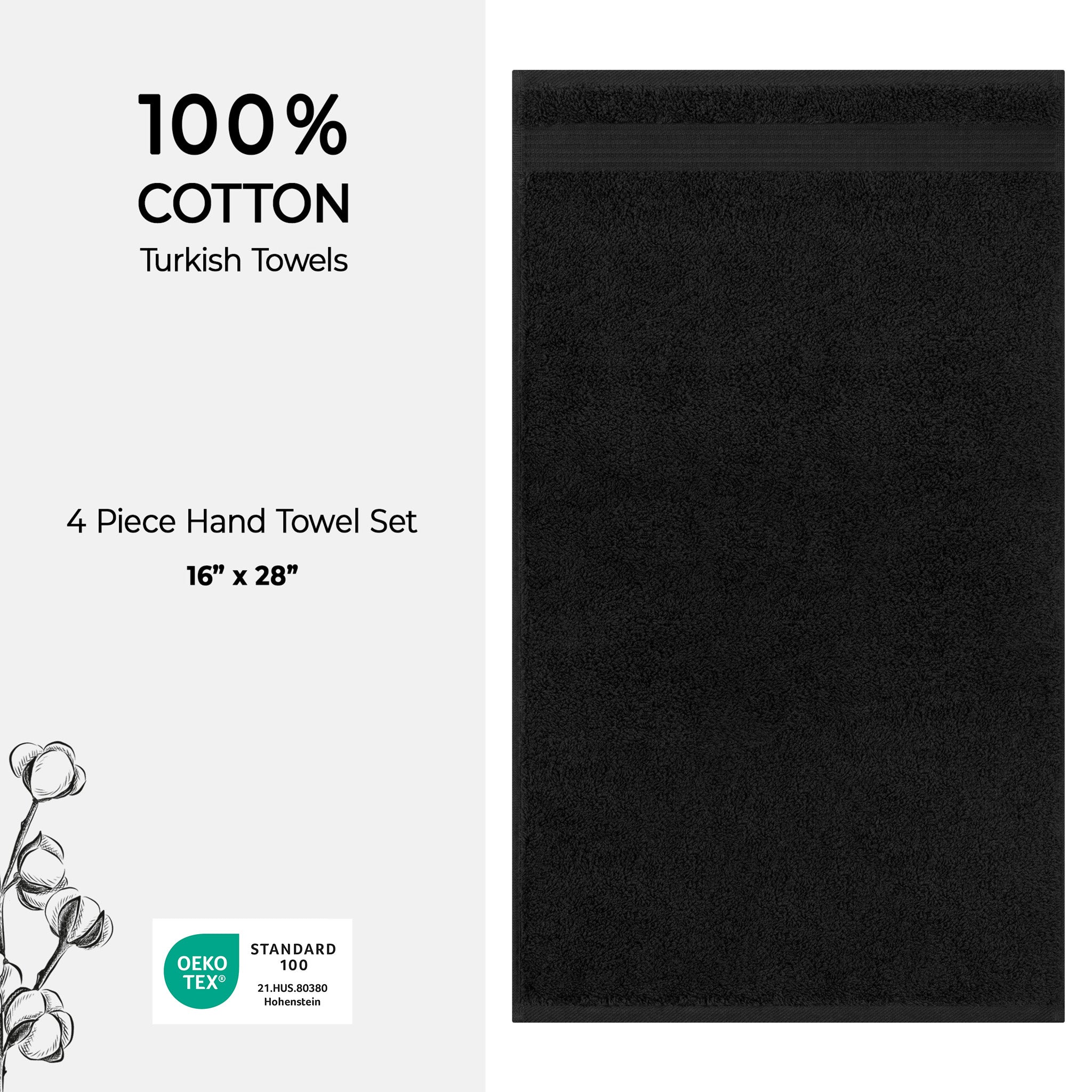 American-softlinen Bekos 100% Cotton Turkish 4-Piece Hand Towel Sets, Wholesale Luxury Hand Towels
