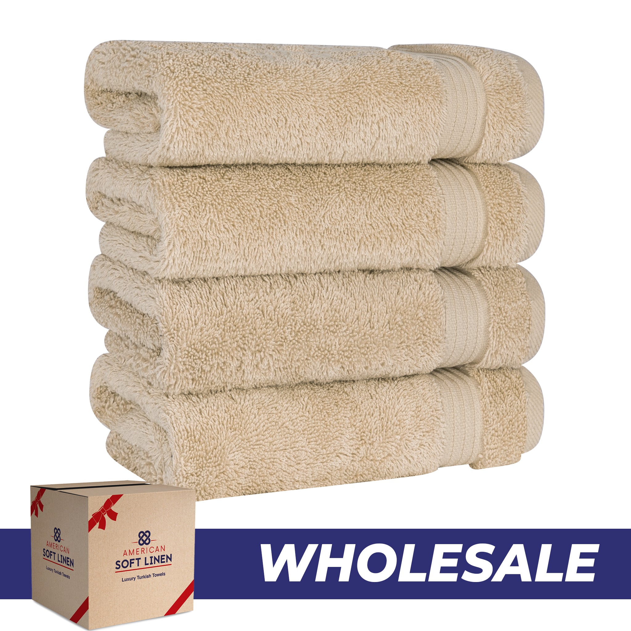 American-softlinen Bekos 100% Cotton Turkish 4-Piece Hand Towel Sets, Wholesale Luxury Hand Towels