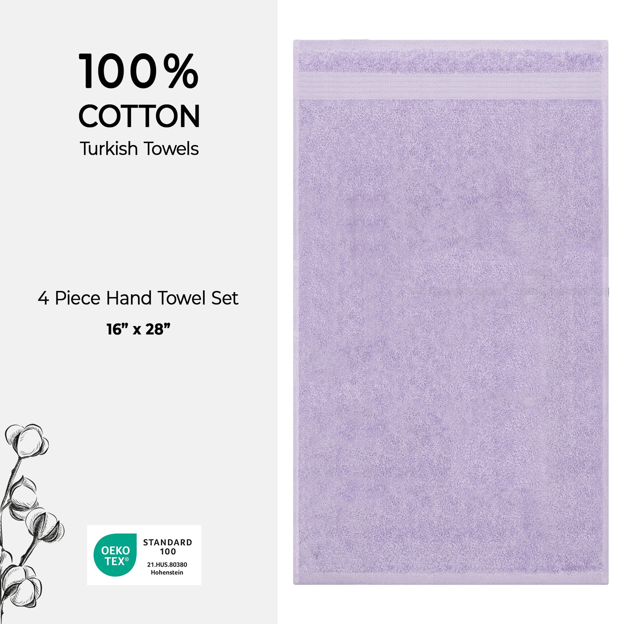 American-softlinen Bekos 100% Cotton Turkish 4-Piece Hand Towel Sets, Wholesale Luxury Hand Towels