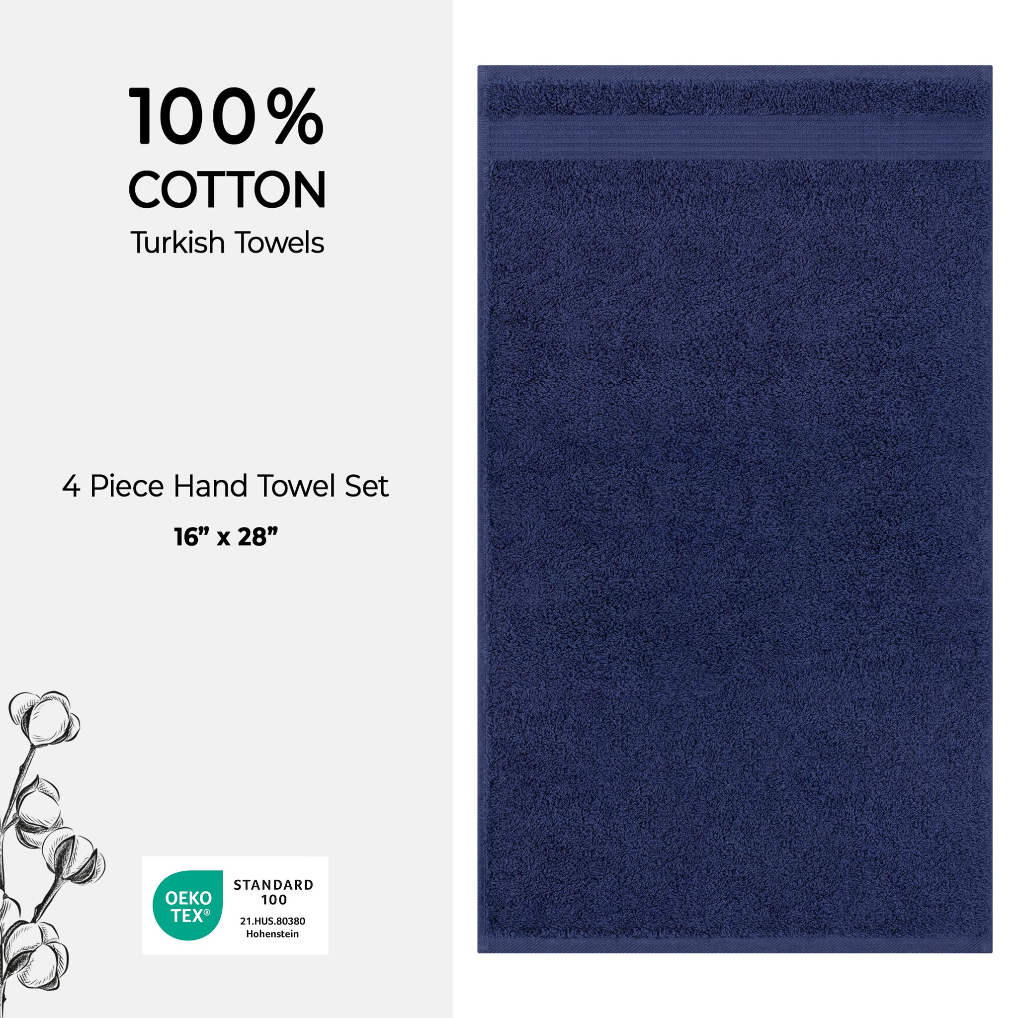 American-softlinen Bekos 100% Cotton Turkish 4-Piece Hand Towel Sets, Wholesale Luxury Hand Towels
