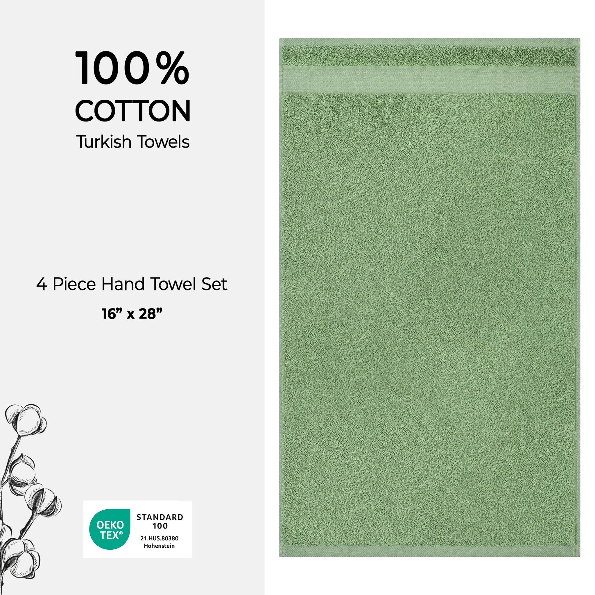 American-softlinen Bekos 100% Cotton Turkish 4-Piece Hand Towel Sets, Wholesale Luxury Hand Towels