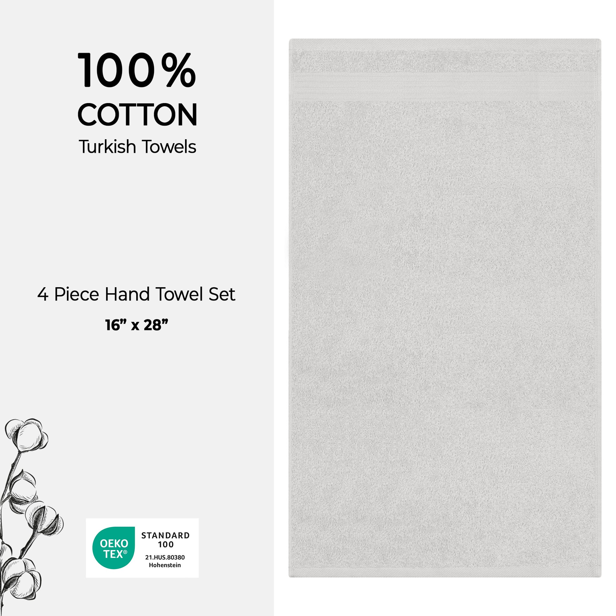 American-softlinen Bekos 100% Cotton Turkish 4-Piece Hand Towel Sets, Wholesale Luxury Hand Towels