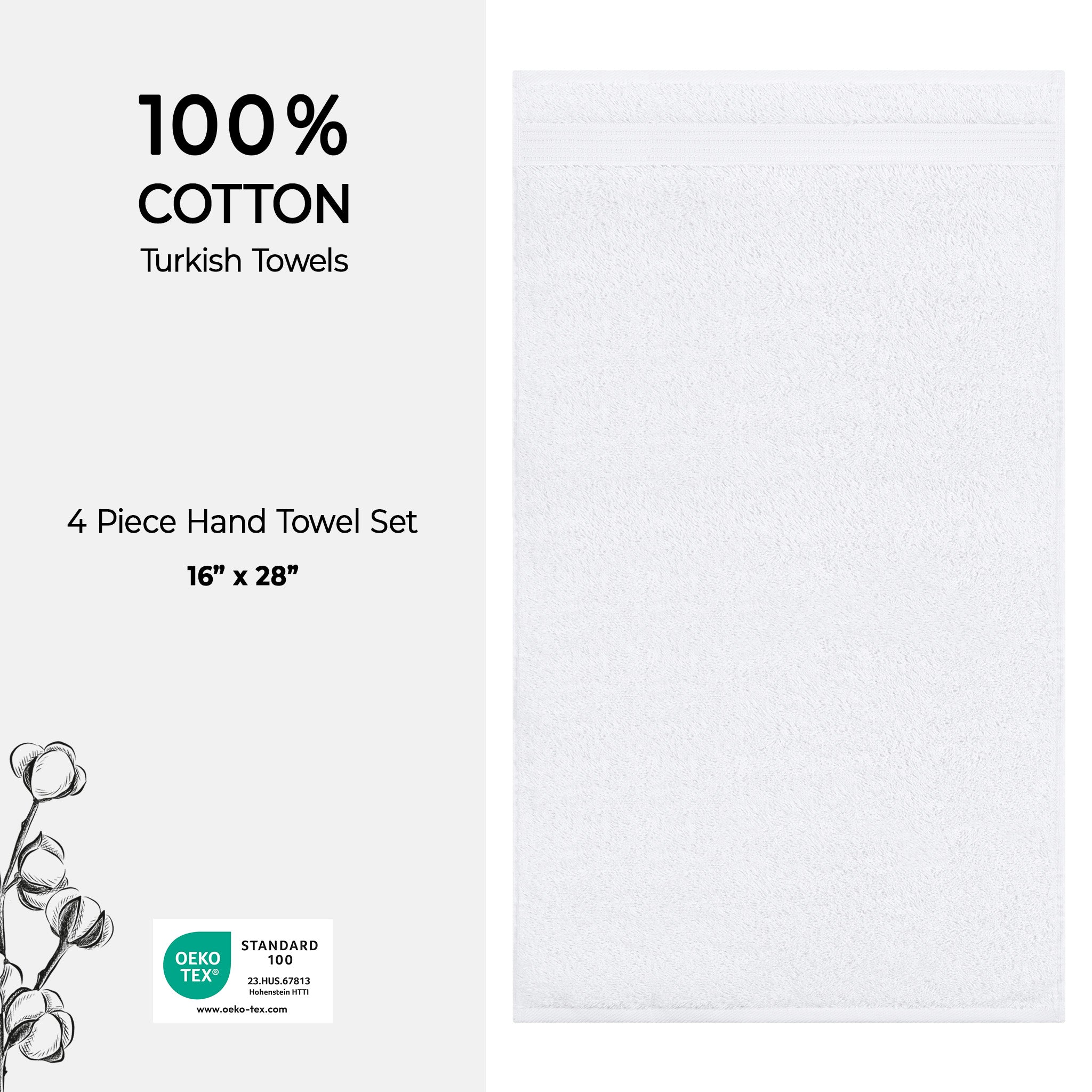 American-softlinen Bekos 100% Cotton Turkish 4-Piece Hand Towel Sets, Wholesale Luxury Hand Towels