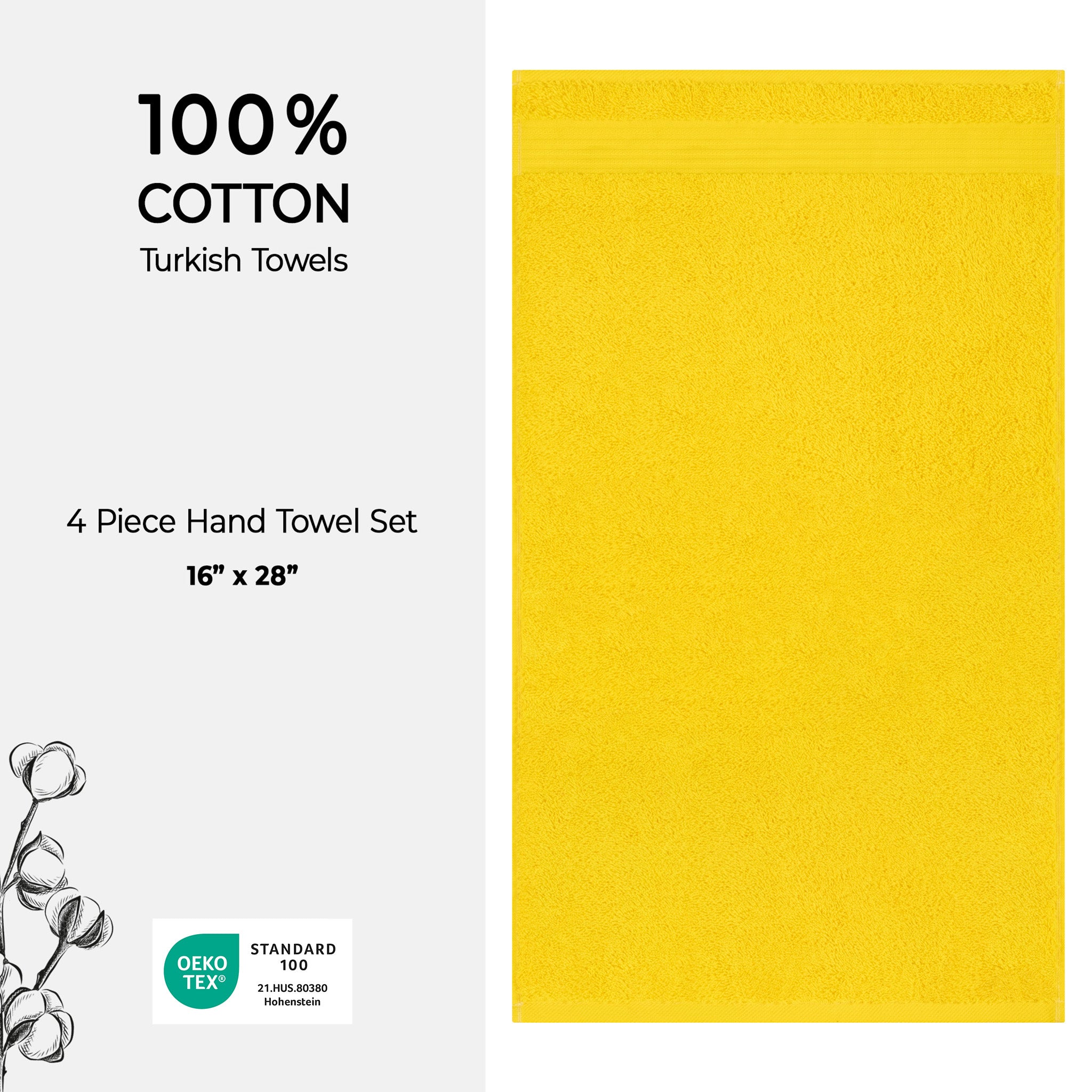 American-softlinen Bekos 100% Cotton Turkish 4-Piece Hand Towel Sets, Wholesale Luxury Hand Towels