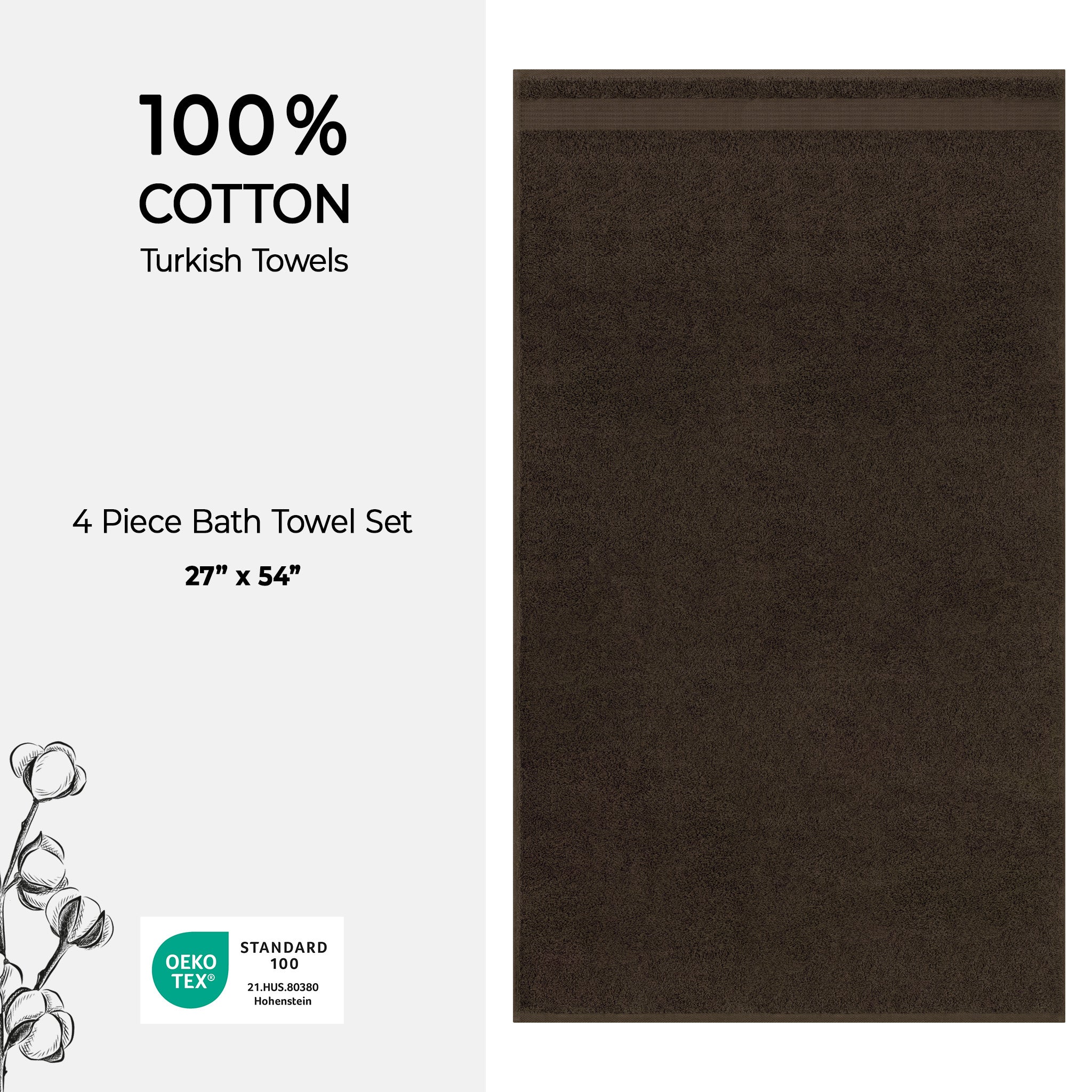 American-softlinen Bekos 100% Cotton Turkish 4-Piece Bath Towel Sets, Wholesale Luxury Bath Towels