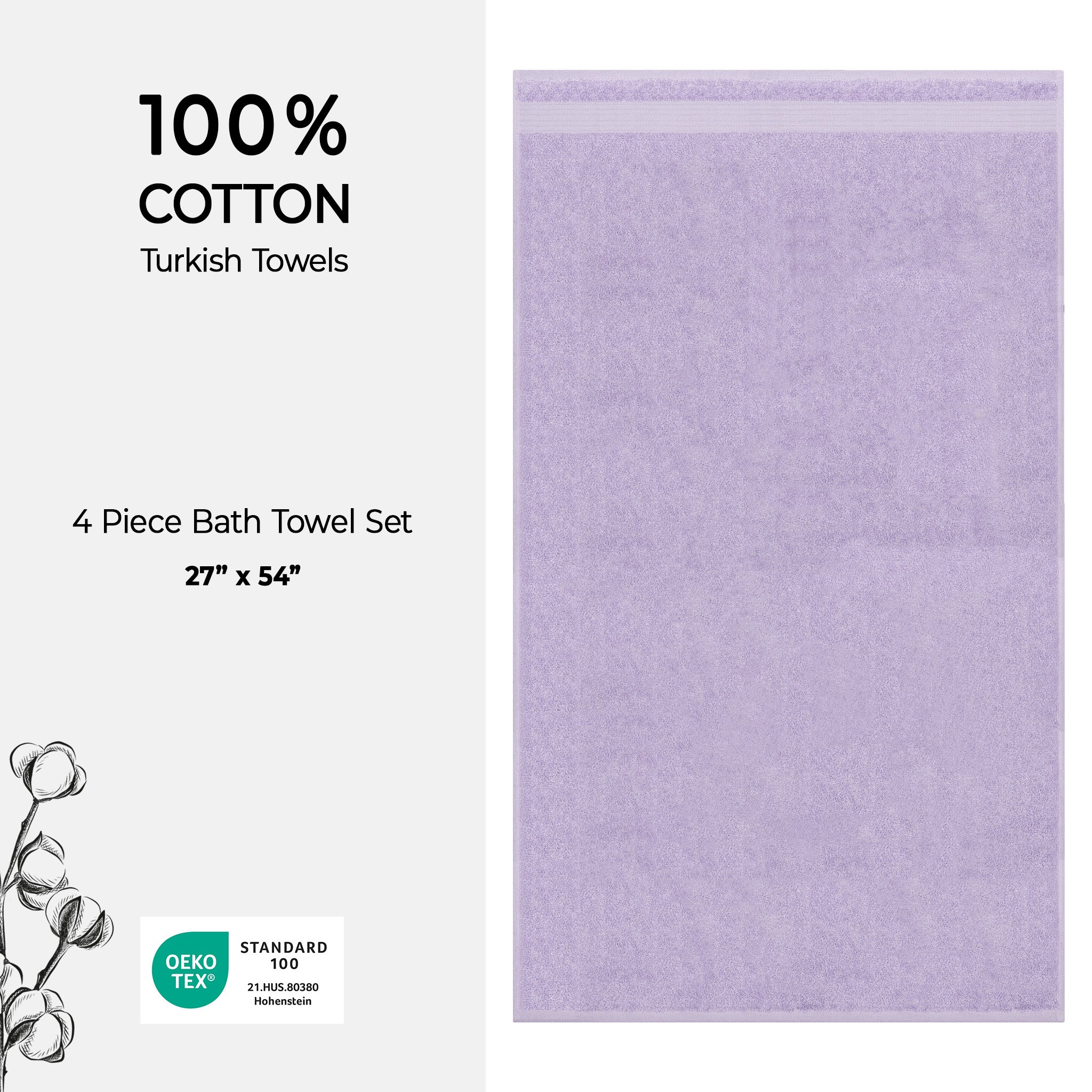 American-softlinen Bekos 100% Cotton Turkish 4-Piece Bath Towel Sets, Wholesale Luxury Bath Towels