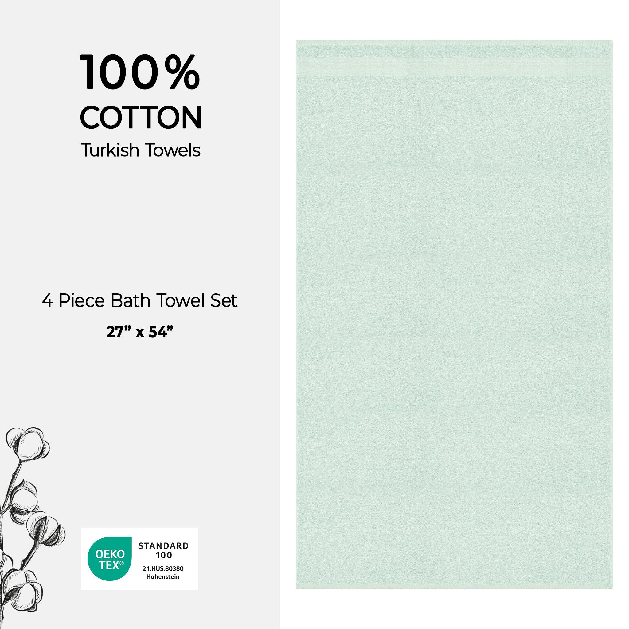 American-softlinen Bekos 100% Cotton Turkish 4-Piece Bath Towel Sets, Wholesale Luxury Bath Towels