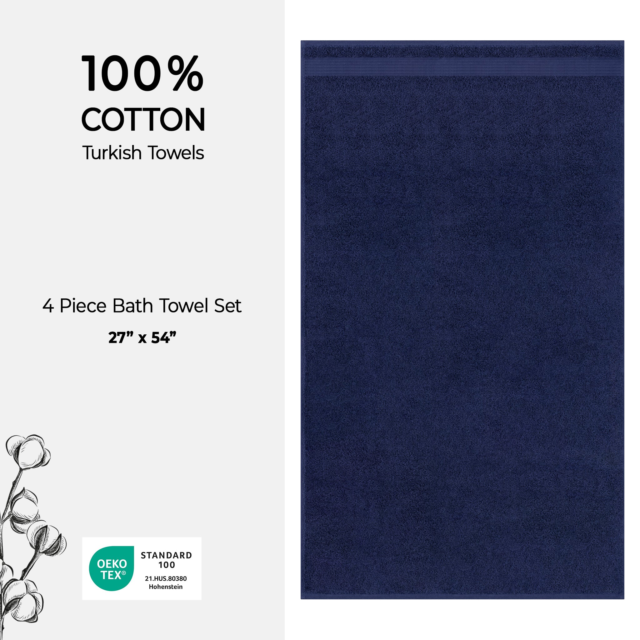 American-softlinen Bekos 100% Cotton Turkish 4-Piece Bath Towel Sets, Wholesale Luxury Bath Towels