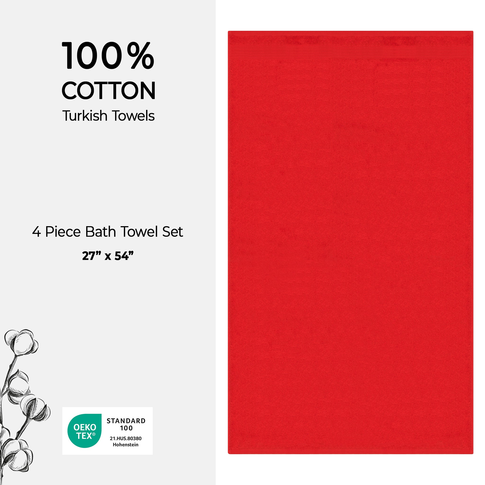 American-softlinen Bekos 100% Cotton Turkish 4-Piece Bath Towel Sets, Wholesale Luxury Bath Towels