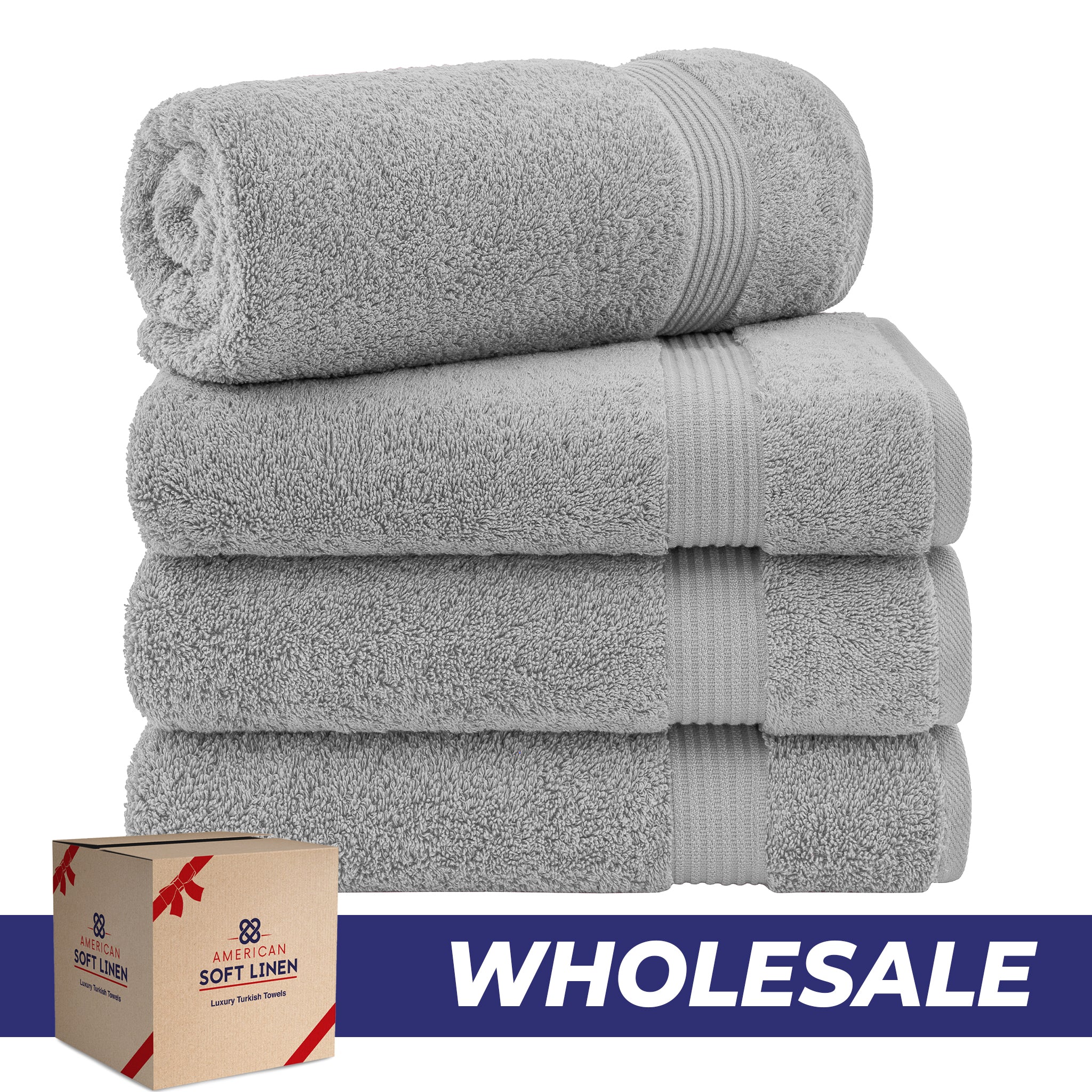 American-softlinen Bekos 100% Cotton Turkish 4-Piece Bath Towel Sets, Wholesale Luxury Bath Towels