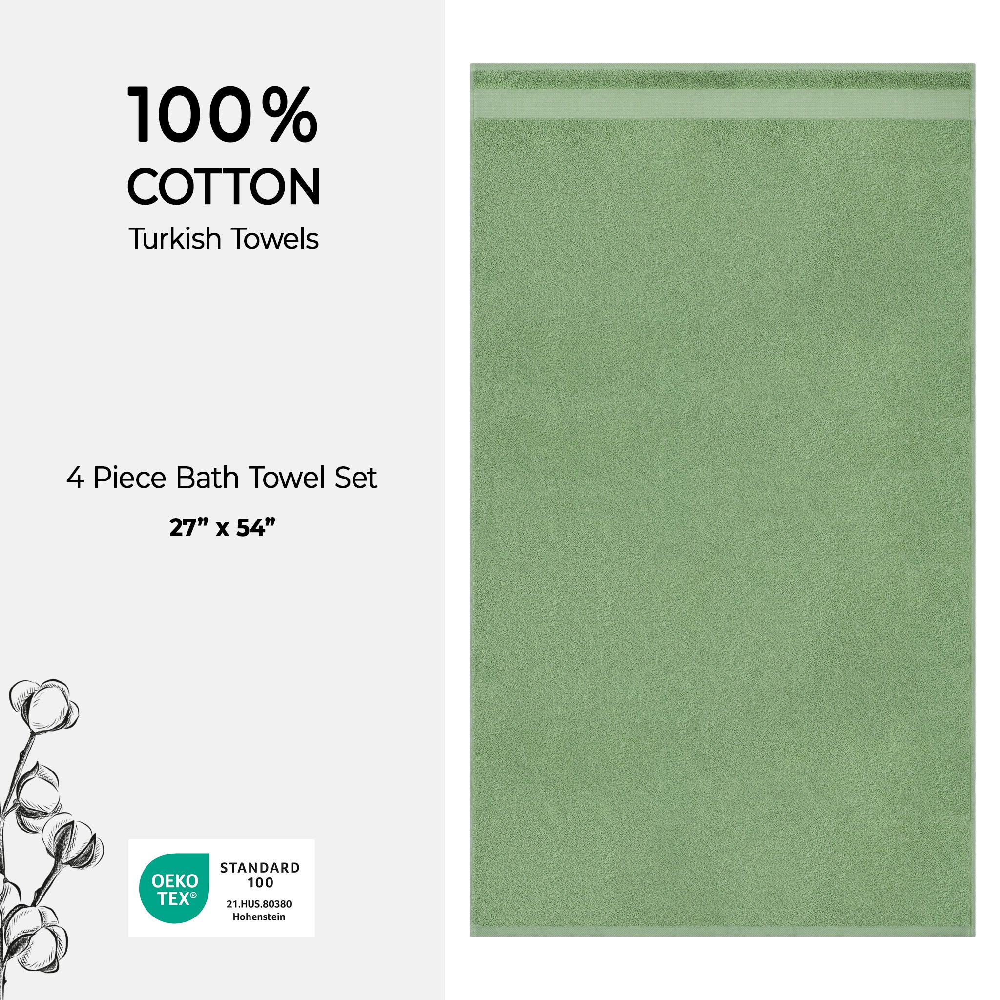 American-softlinen Bekos 100% Cotton Turkish 4-Piece Bath Towel Sets, Wholesale Luxury Bath Towels