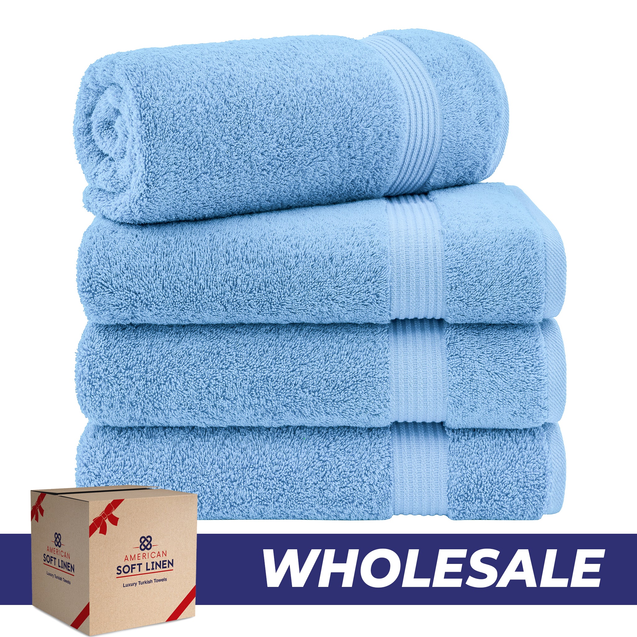American-softlinen Bekos 100% Cotton Turkish 4-Piece Bath Towel Sets, Wholesale Luxury Bath Towels