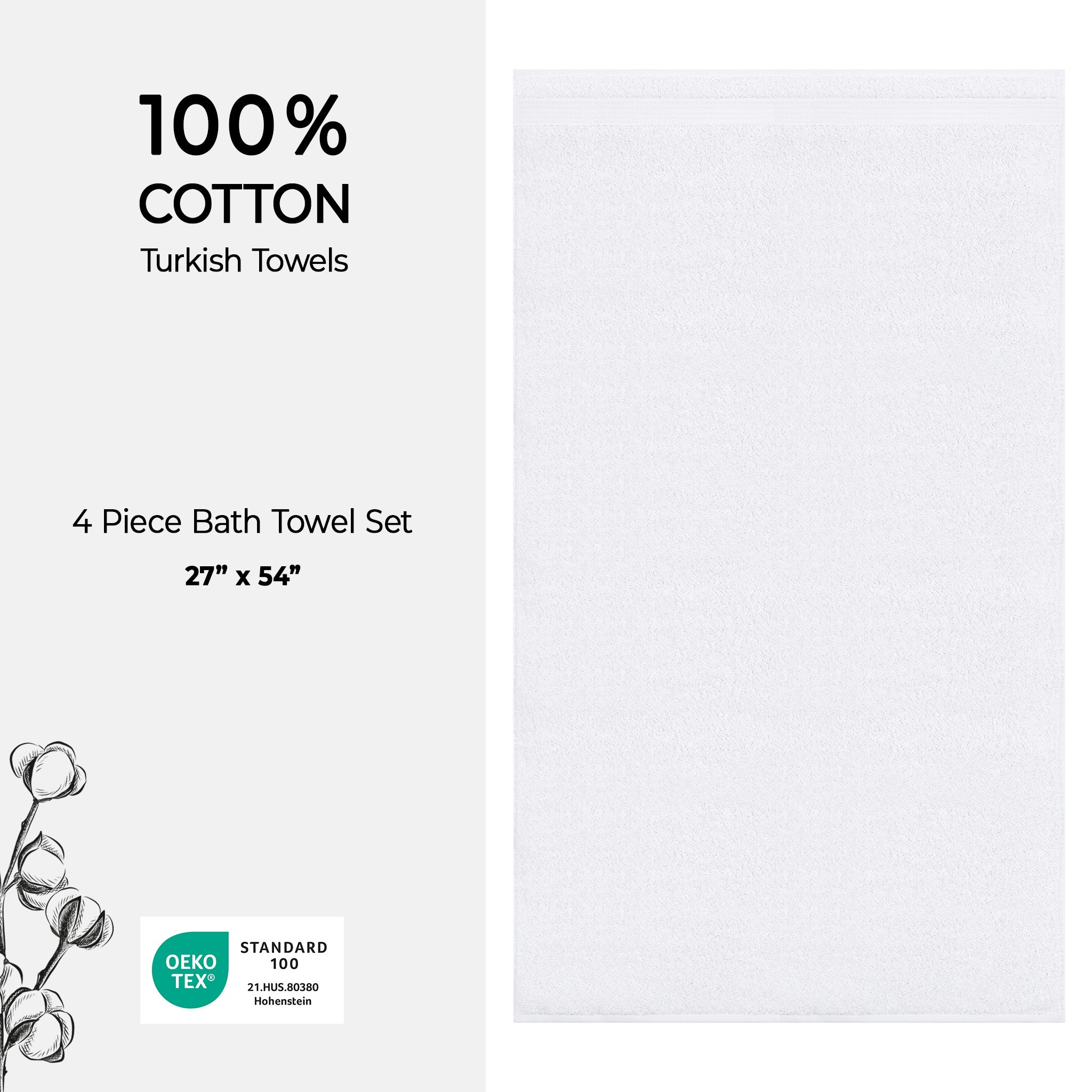 American-softlinen Bekos 100% Cotton Turkish 4-Piece Bath Towel Sets, Wholesale Luxury Bath Towels