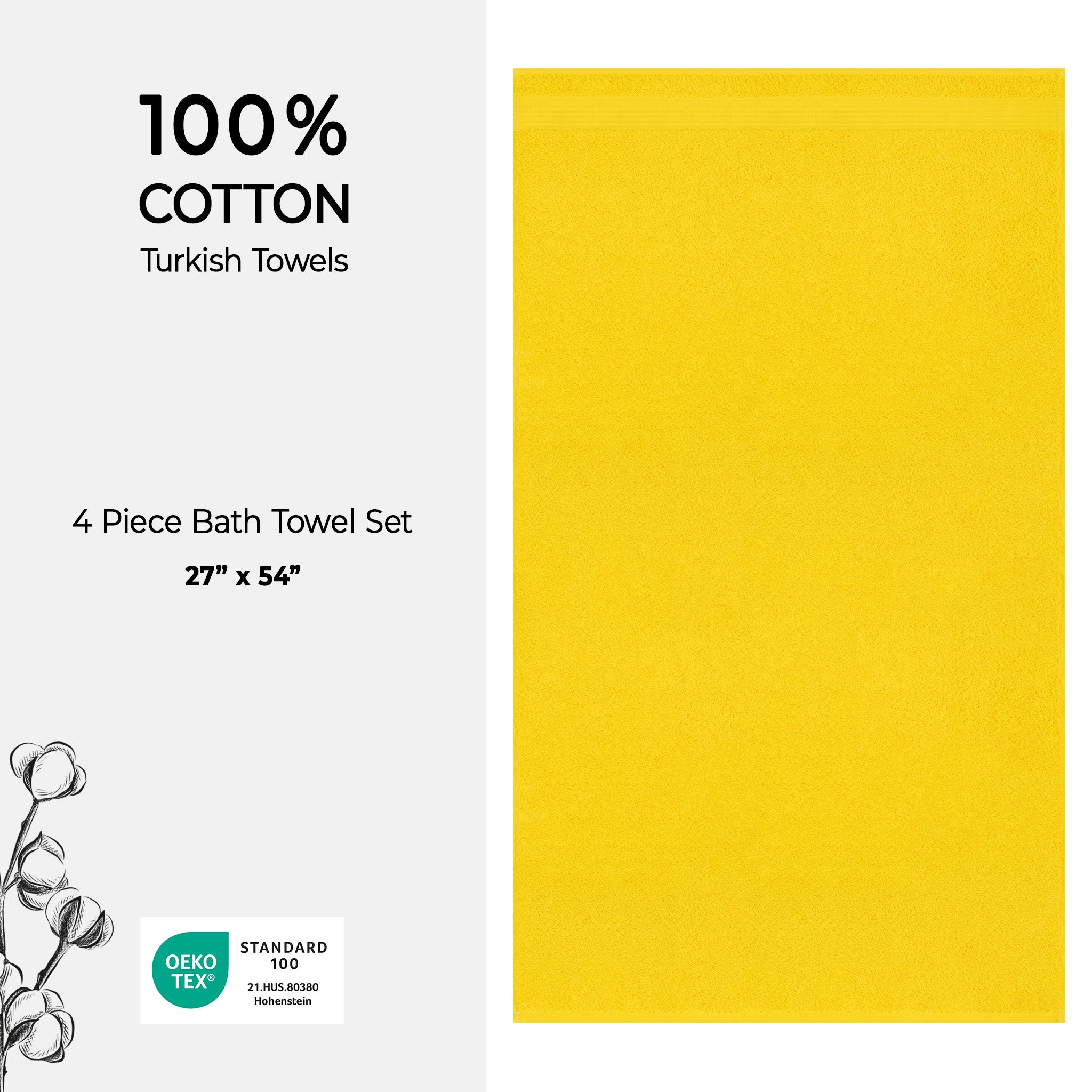 American-softlinen Bekos 100% Cotton Turkish 4-Piece Bath Towel Sets, Wholesale Luxury Bath Towels