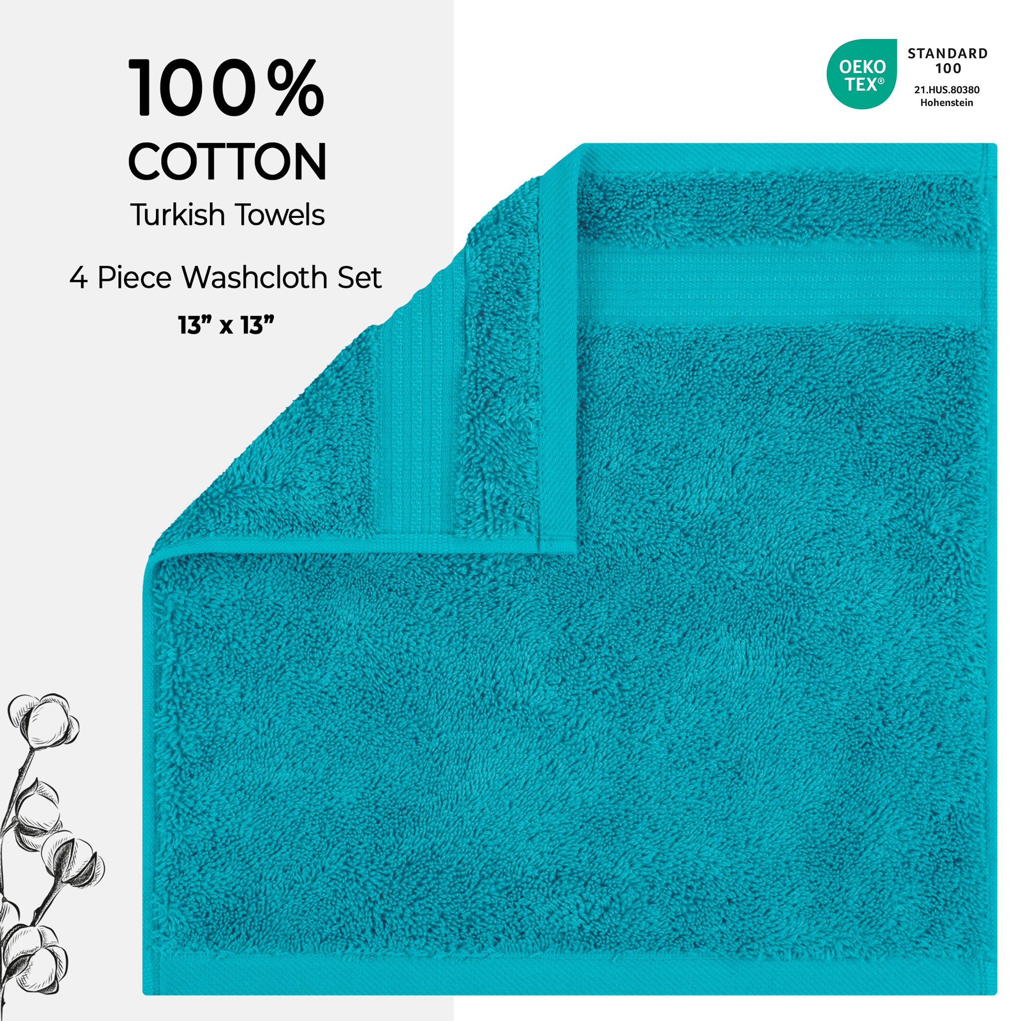 American-softlinen Bekos 100% Cotton Turkish 4-Piece Washcloth Towel Sets, Wholesale Luxury Towels