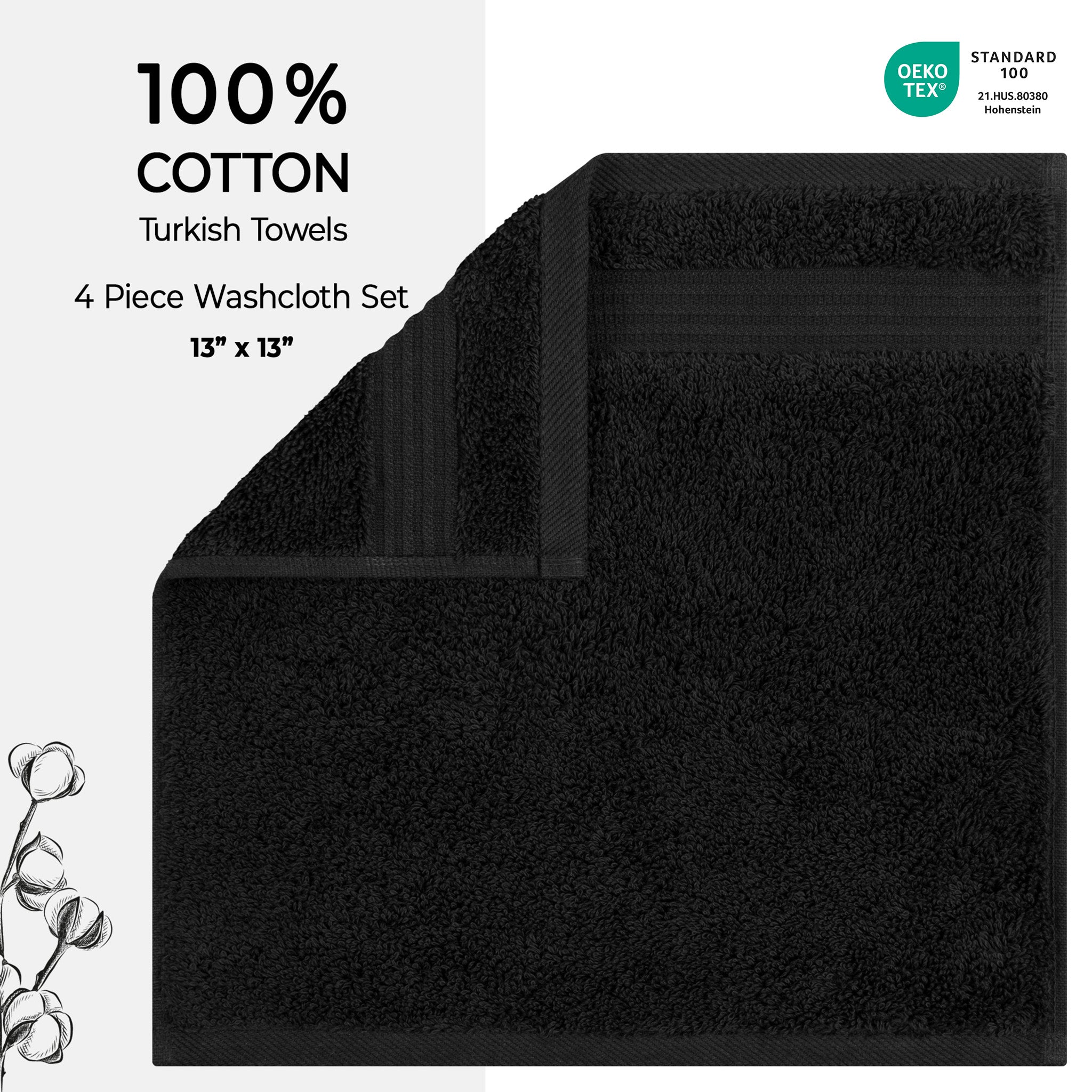 American-softlinen Bekos 100% Cotton Turkish 4-Piece Washcloth Towel Sets, Wholesale Luxury Towels
