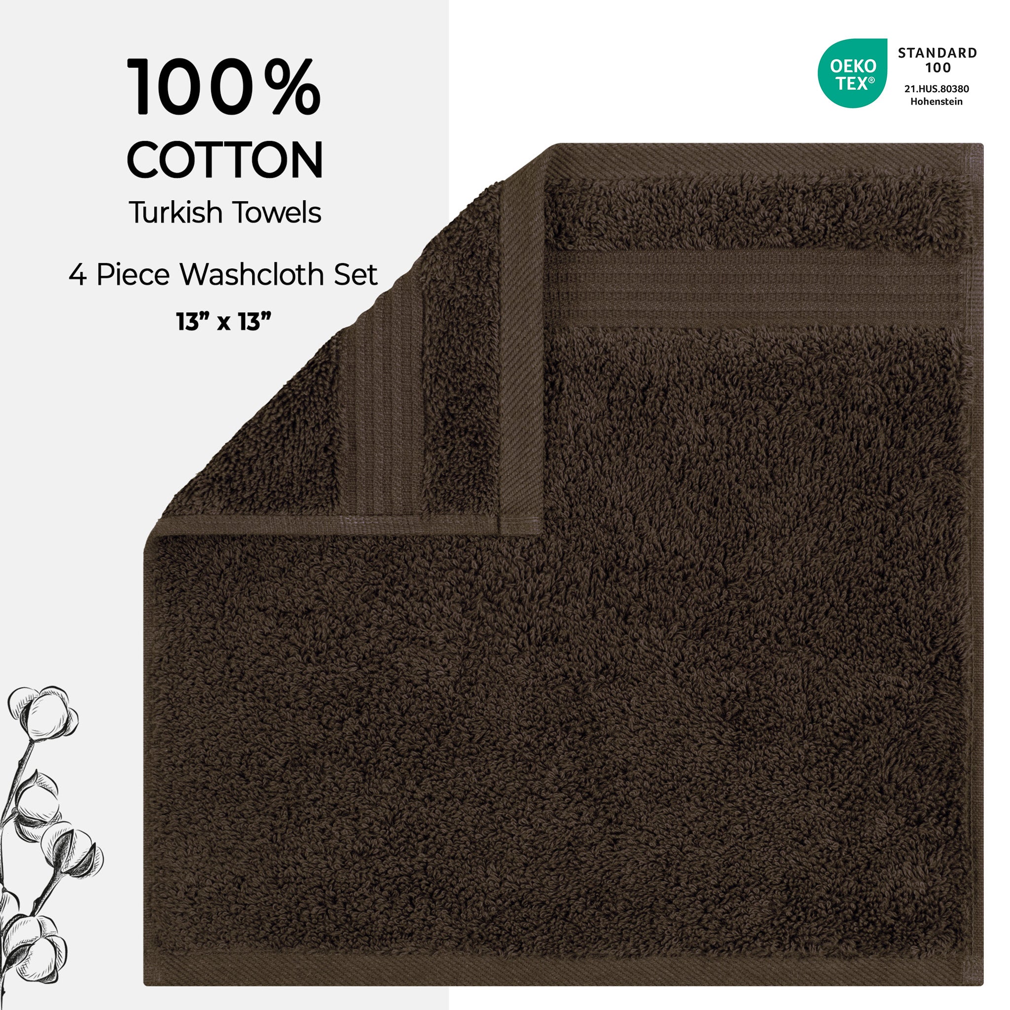 American-softlinen Bekos 100% Cotton Turkish 4-Piece Washcloth Towel Sets, Wholesale Luxury Towels