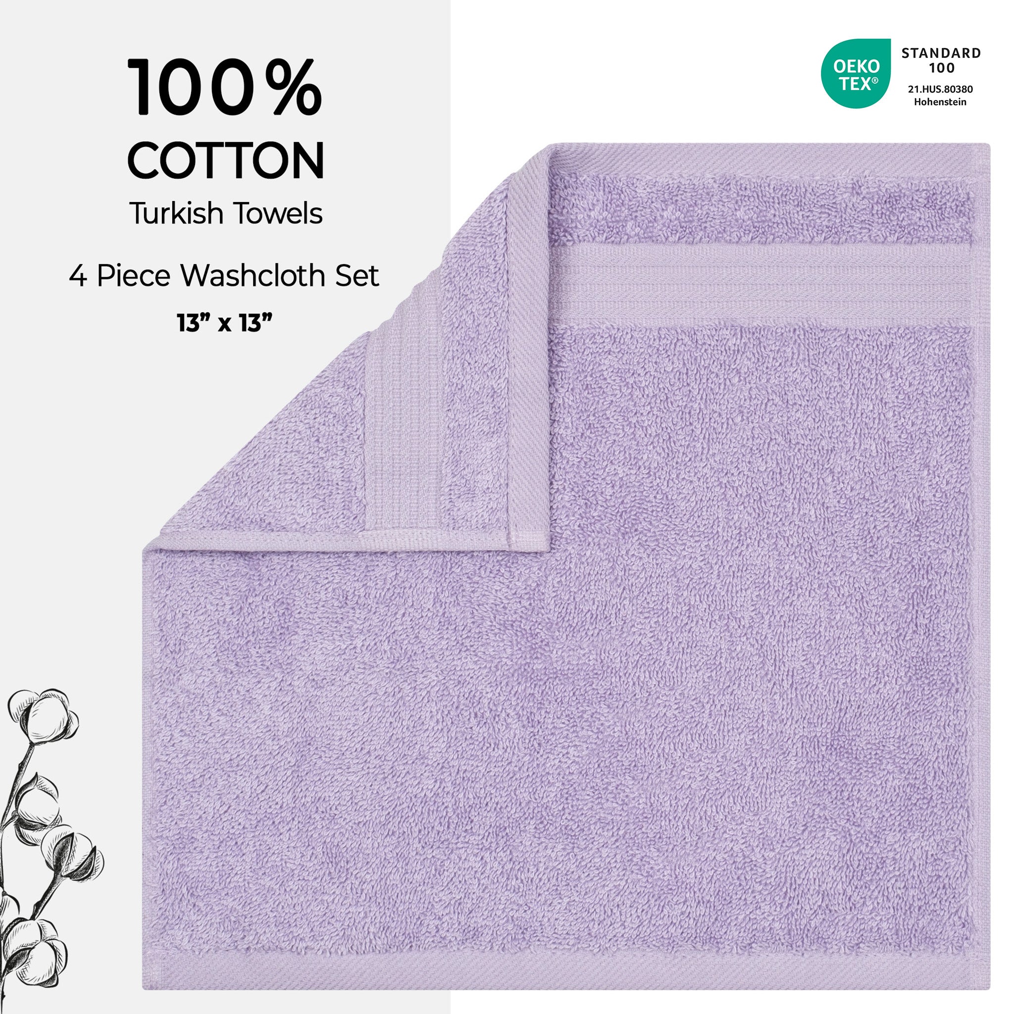 American-softlinen Bekos 100% Cotton Turkish 4-Piece Washcloth Towel Sets, Wholesale Luxury Towels