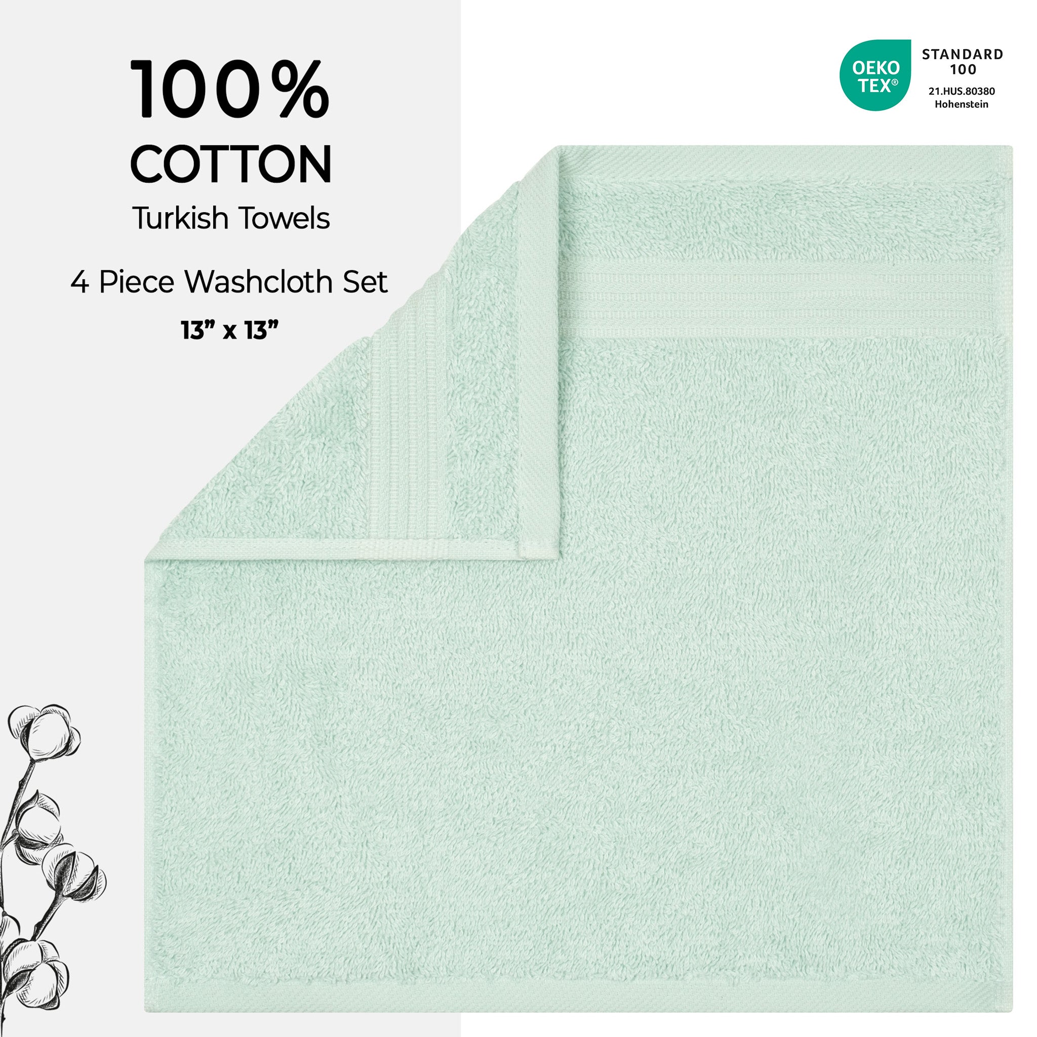 American-softlinen Bekos 100% Cotton Turkish 4-Piece Washcloth Towel Sets, Wholesale Luxury Towels
