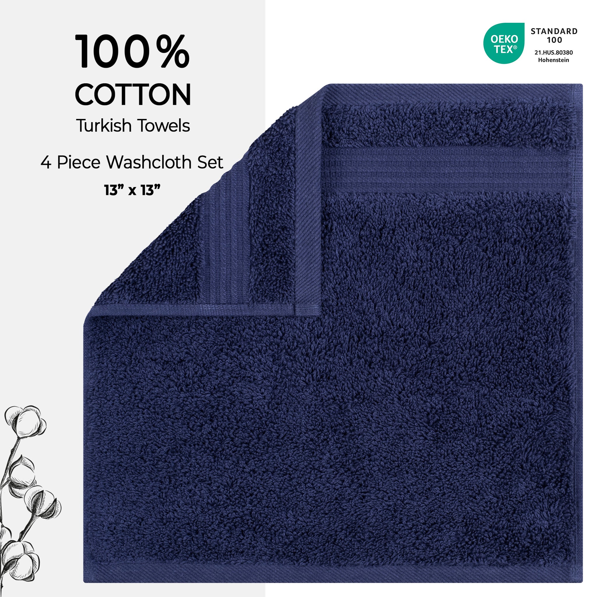 American-softlinen Bekos 100% Cotton Turkish 4-Piece Washcloth Towel Sets, Wholesale Luxury Towels