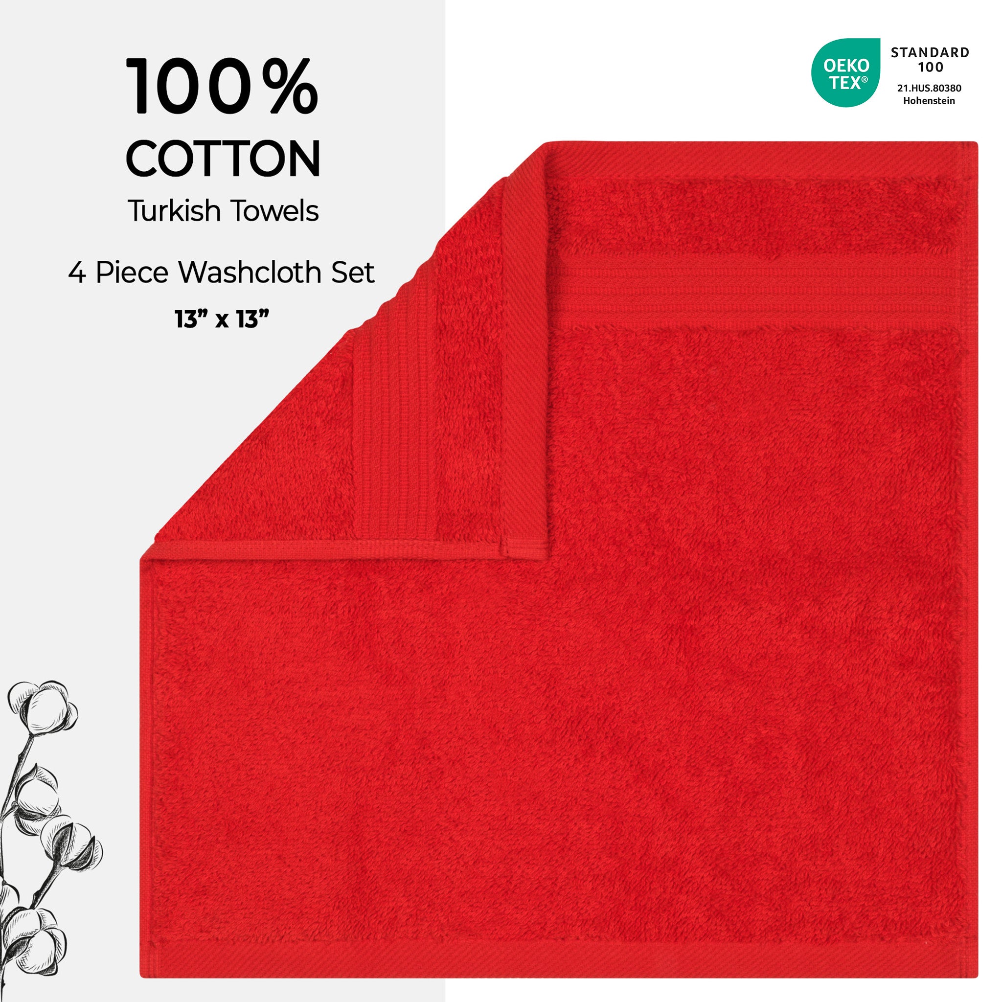 American-softlinen Bekos 100% Cotton Turkish 4-Piece Washcloth Towel Sets, Wholesale Luxury Towels